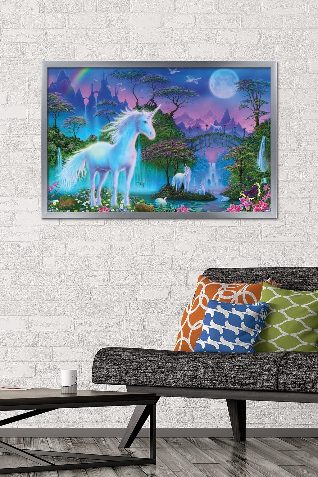 Trends International Unicorn Meadow Wall Poster, 22.375'' X 34'', Silver Framed Version