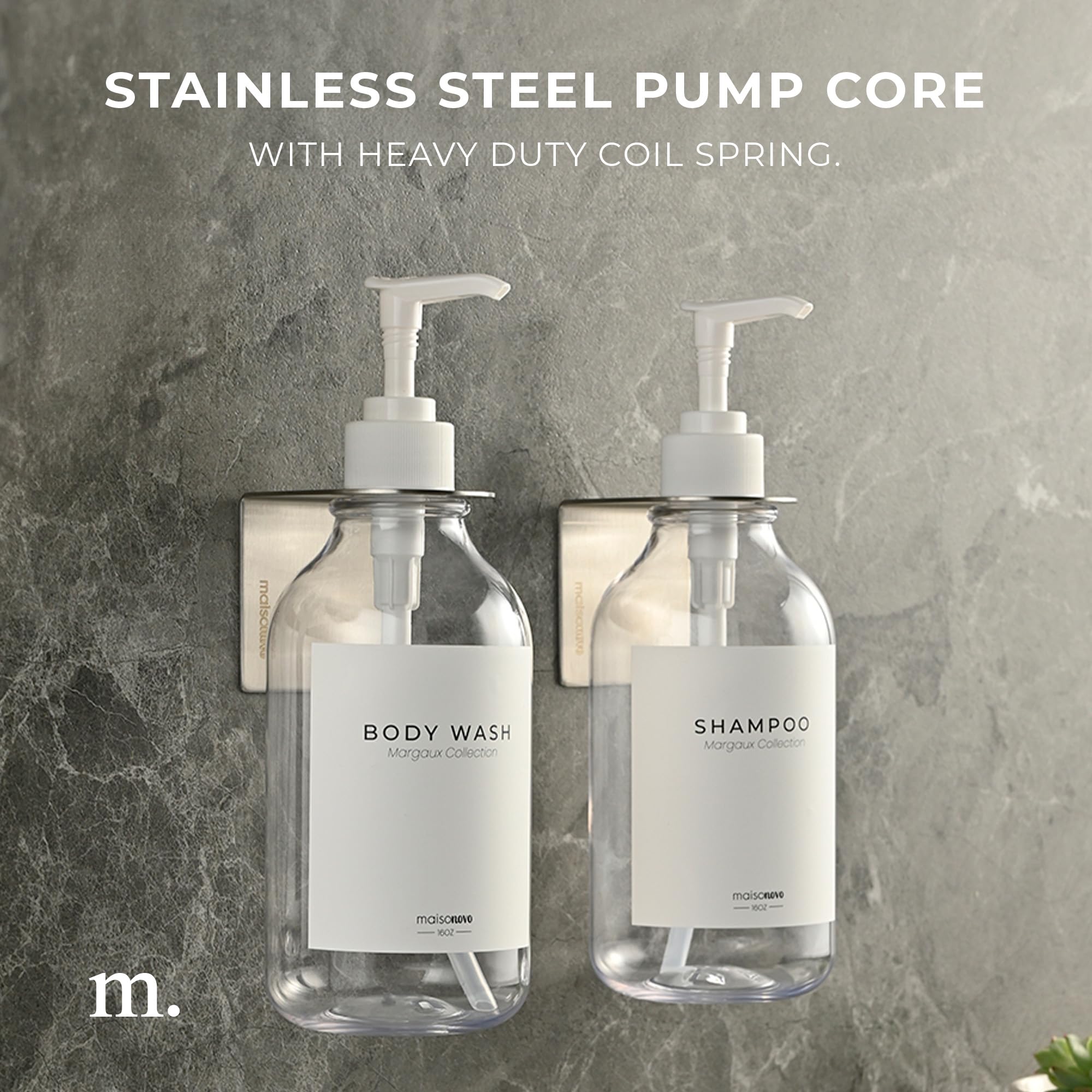 Maisonovo Soap Pump Replacement - 2X White Plastic Pumps - Pump Dispenser - Soap Dispenser Pump Replacement - Stainless Steel So