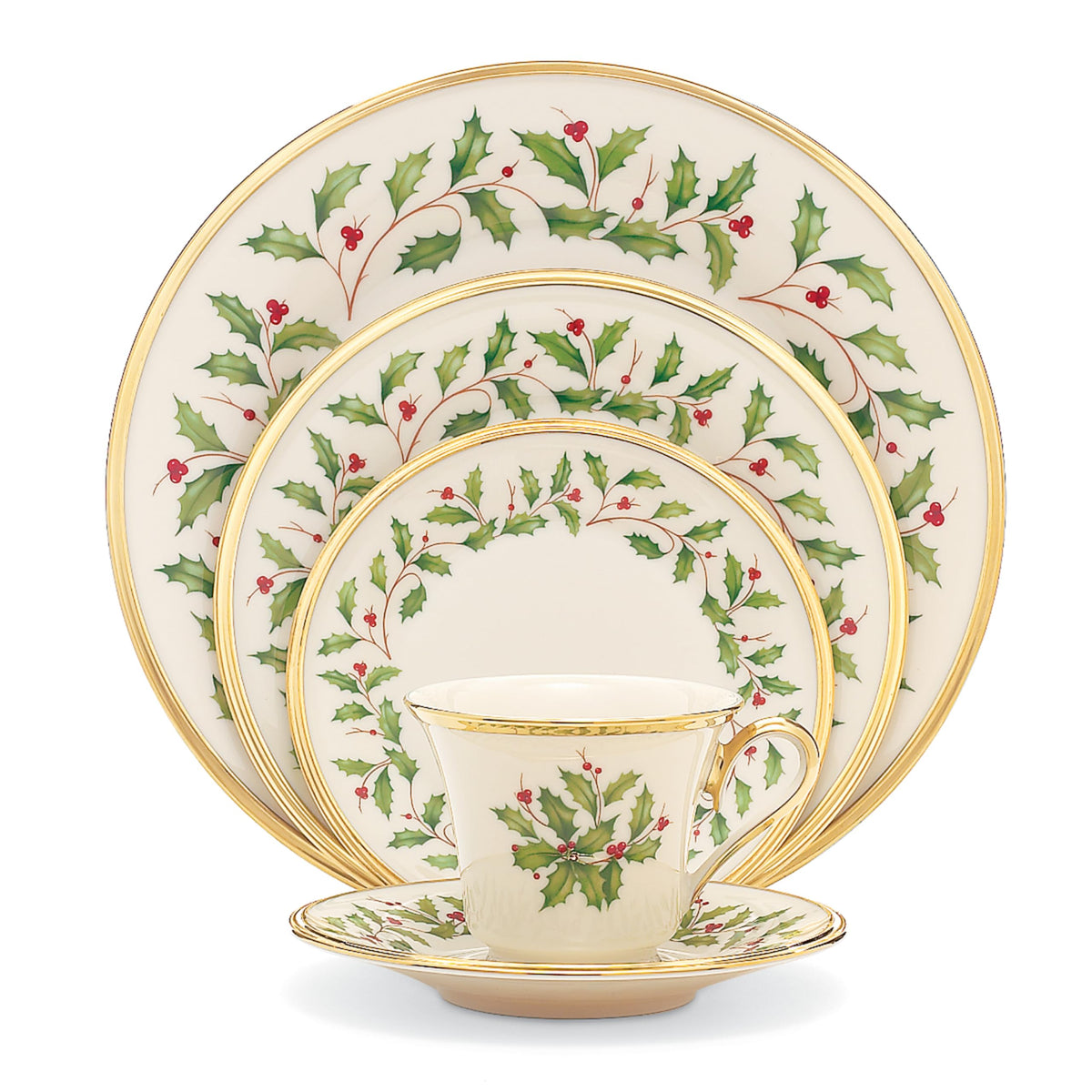 Lenox 146590600 Holiday 5-Piece Place Setting, Christmas Drinkware Set, Hosting