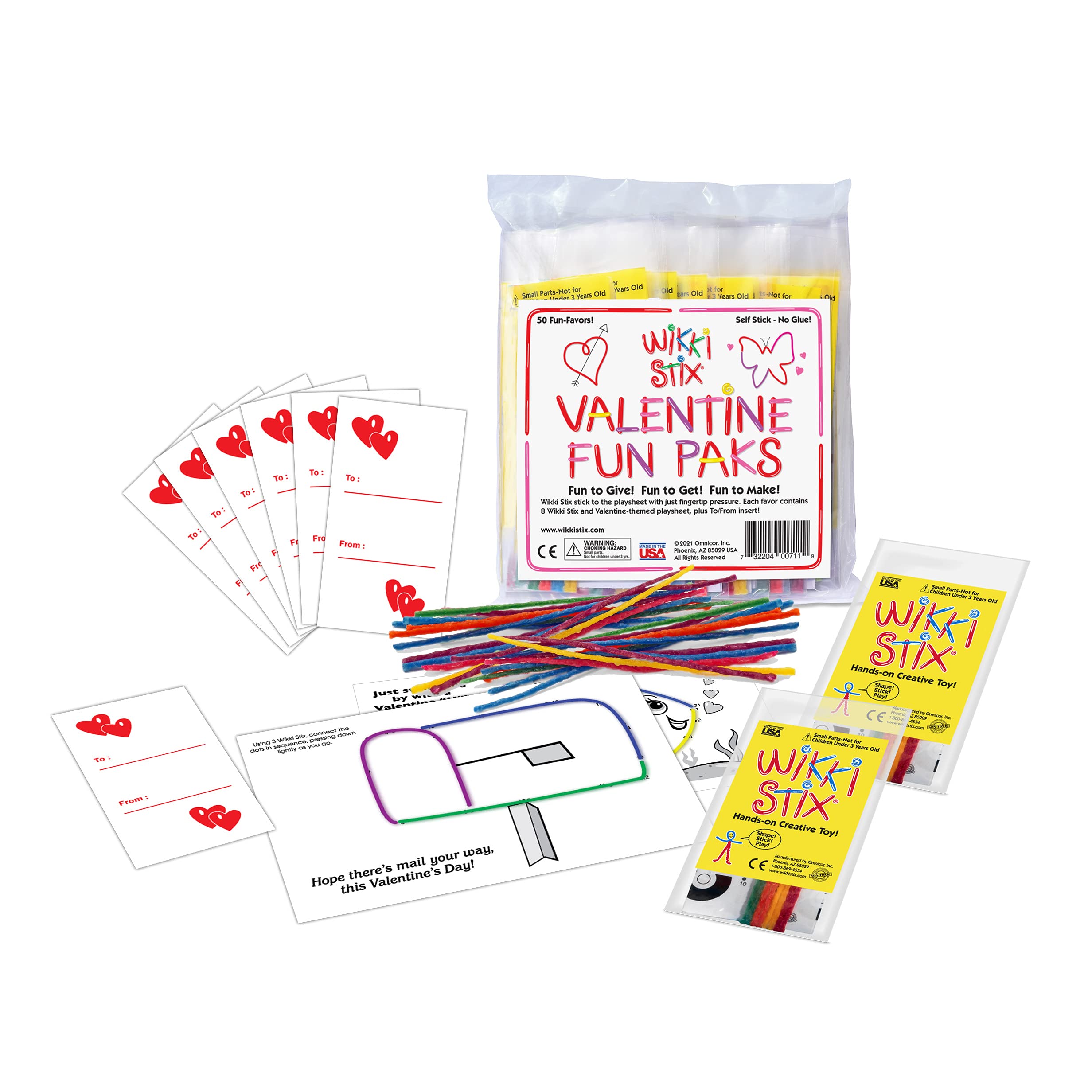 Wikki Stix Valentine'S Fun Favors 50 Pak. Valentine'S Gifts For Kids And Kids Classroom Gift Bags. 50 Individually Packaged Paks