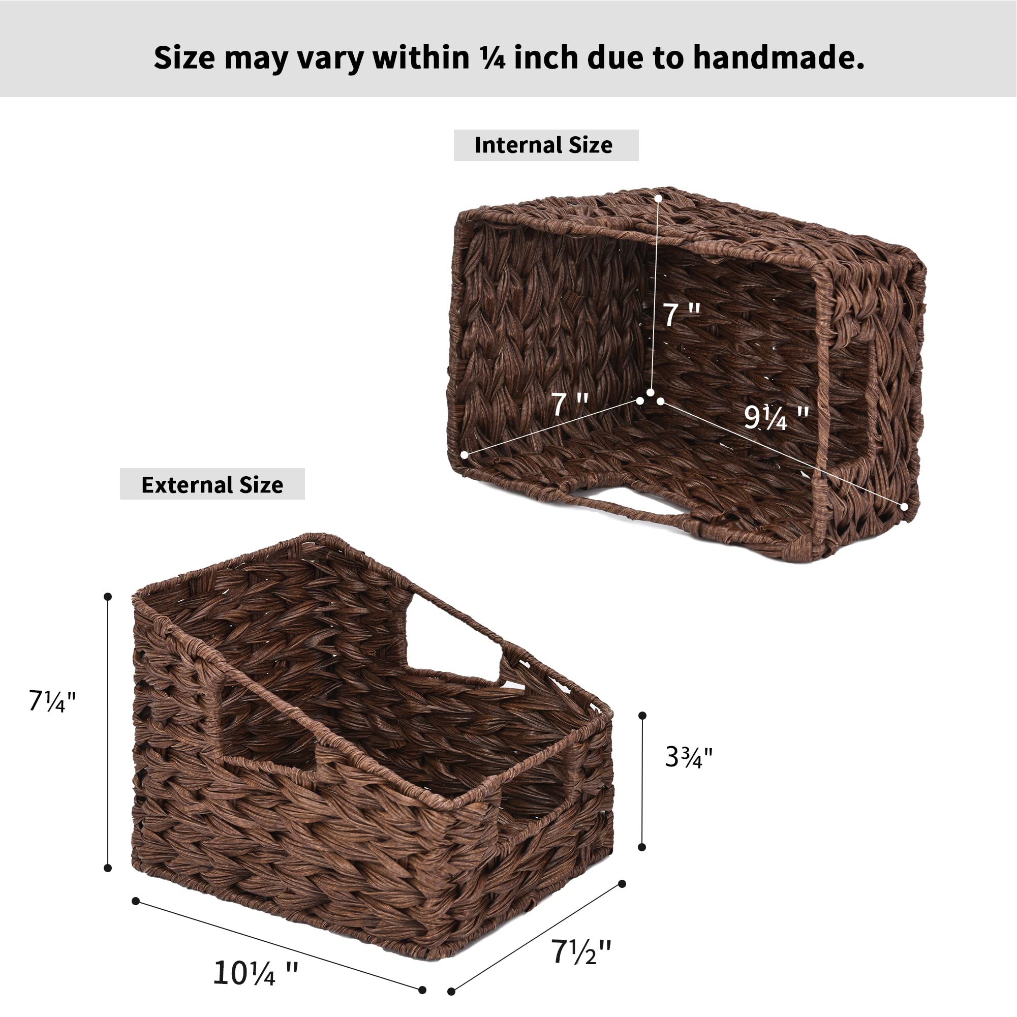 Granny Says Wicker Storage Baskets, Waterproof Wicker Basket With Handles, Trapezoid Woven Storage Bins For Organizing, Decorati