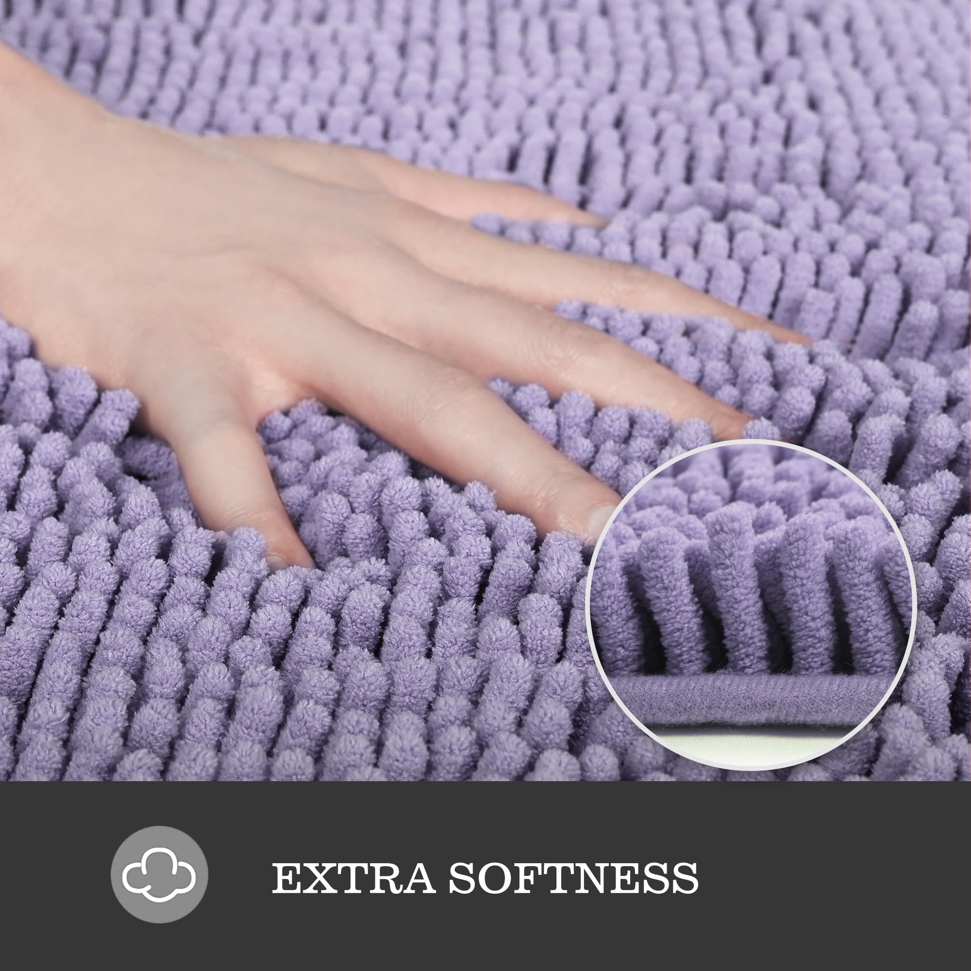 Yeaban Lavender 47 X 17 Bathroom Rug - Thick Chenille Bath Mats | Absorbent And Washable Bath Rug Non-Slip, Plush And Soft Rugs