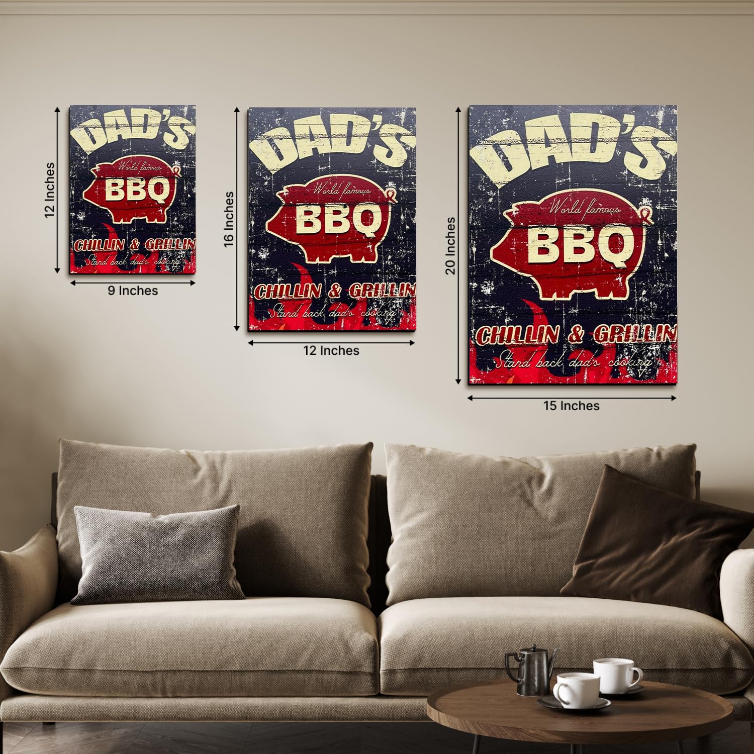 Chalk My Theme DADS BBQ Rustic Sign Board Wall Art Home Decor, Living Room, Bedroom, Cafe, Room Painting For Wall Decoration -15