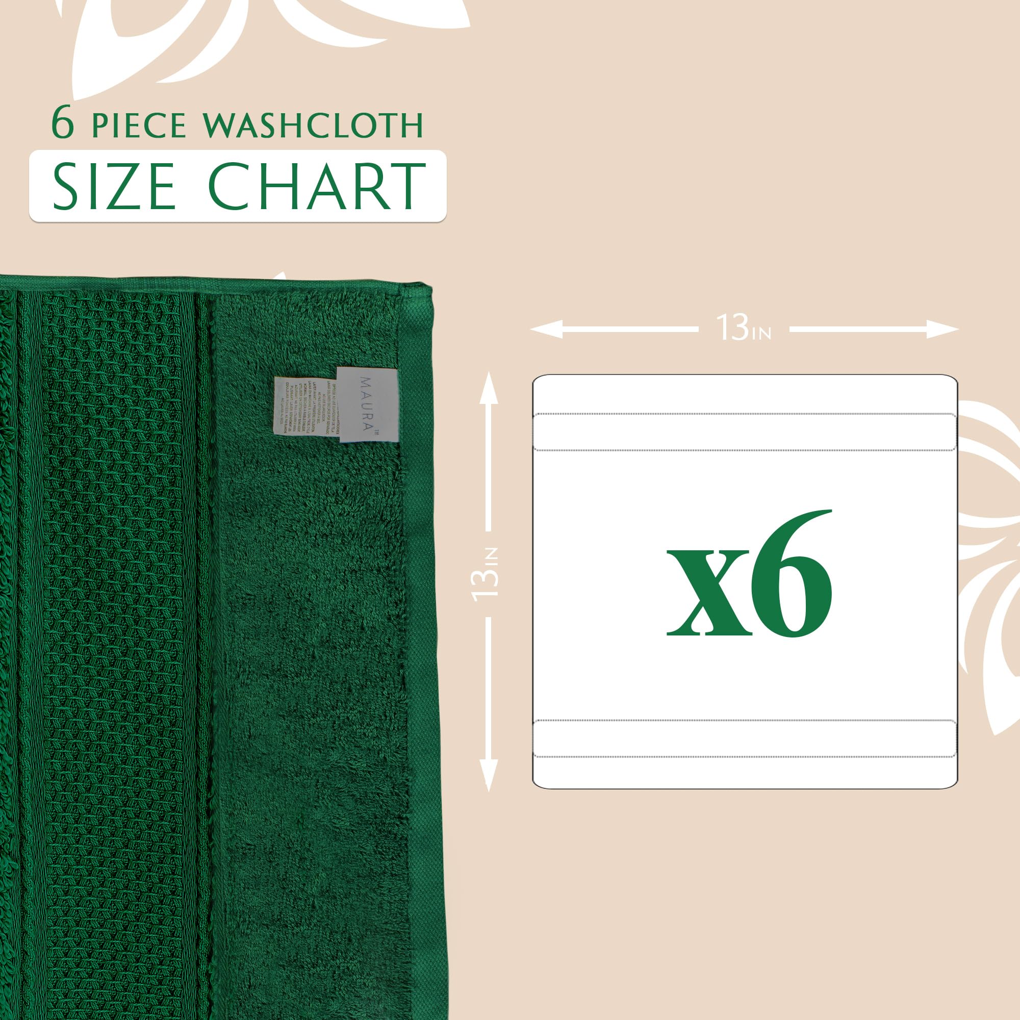 Maura 6-Pack Premium Turkish Washcloth Set - Ultimate Luxury with Soft  Thick  Super Absorbent  and Oversized Cotton Face Towels - Ideal for a Hotel & Spa Quality Experience in Classic Dark Green
