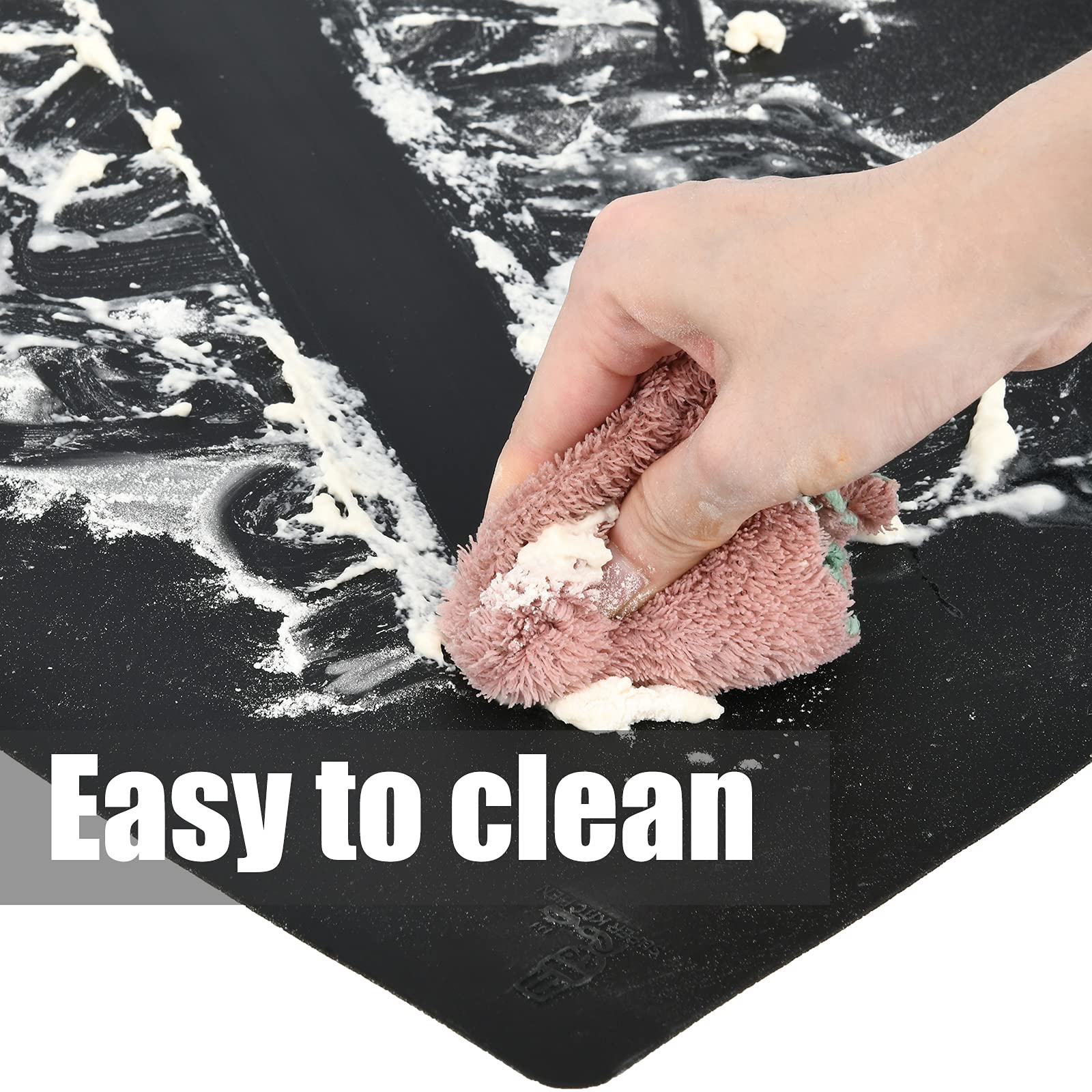 Folksy Super Kitchen Thick Silicone Counter Mat, Heat Resistant, 23.4"x15.6", Black, Model: silicone mat 01