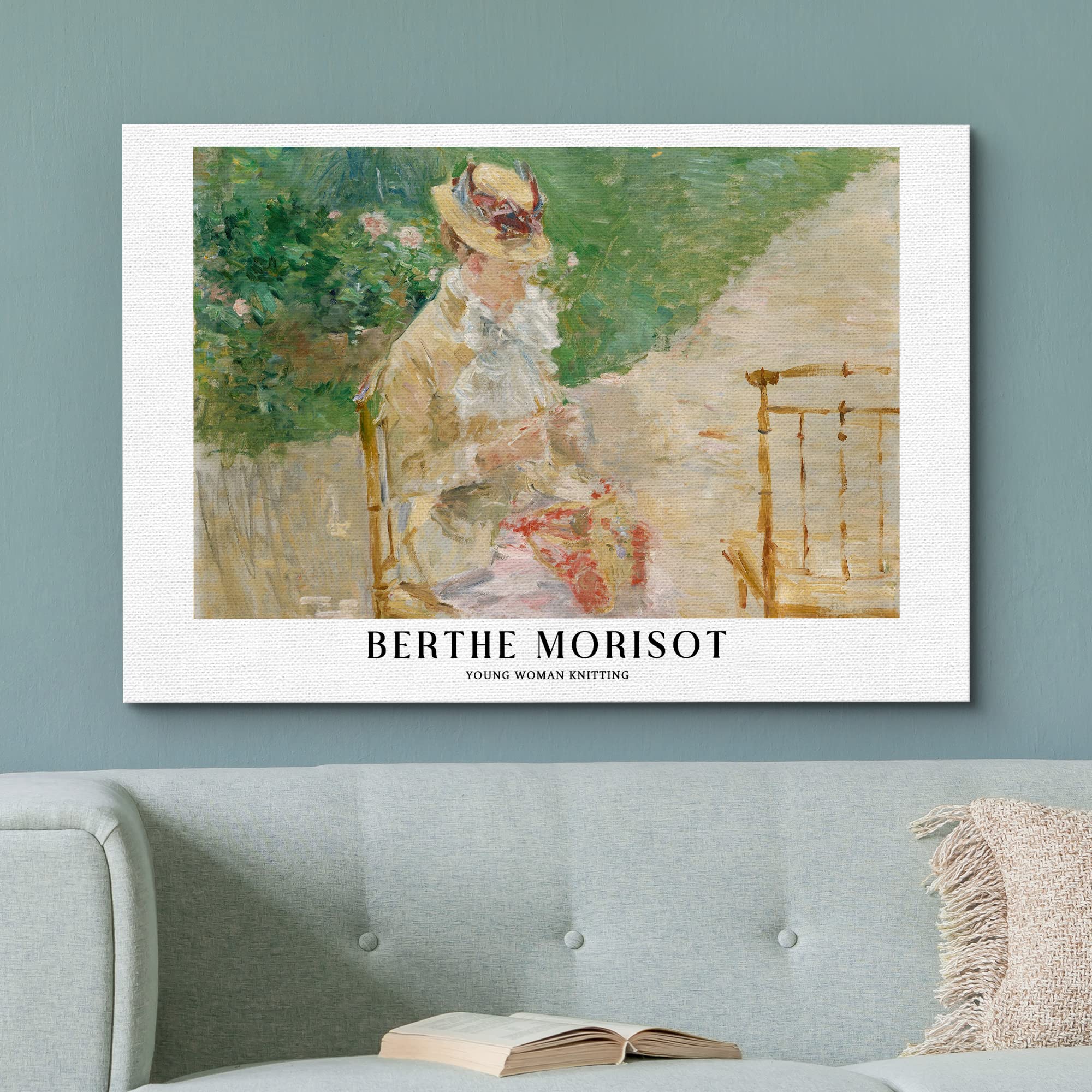 Wall26 Canvas Print Wall Art Young Woman Knitting By Berthe Morisot Historic Classical Illustrations Fine Art Decorative Vintage
