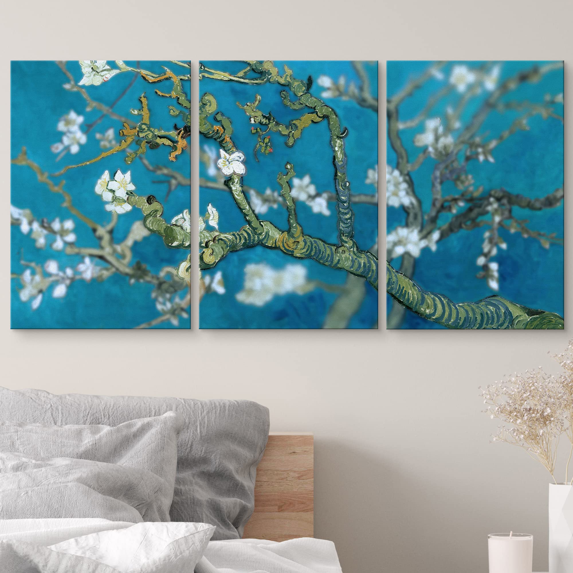 Wall26 Canvas Print Wall Art Set Almond Blossoms By Vincent Van Gogh Floral Flower Illustrations Fine Art Rustic Closeup Multico