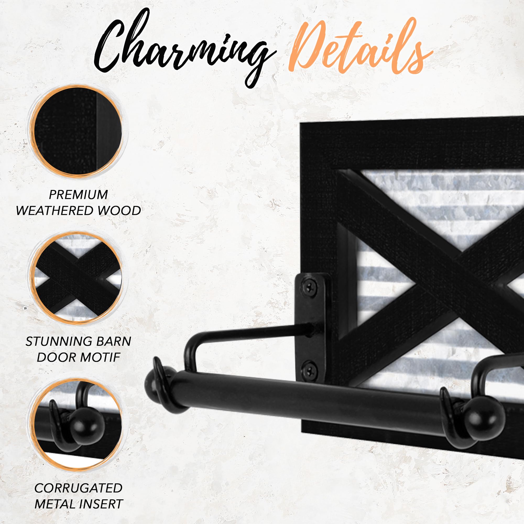 Autumn Alley Black Farmhouse Toilet Paper Holder - Farmhouse Bathroom Decorative Accessories Country - Black Wood, Corrugated Ga