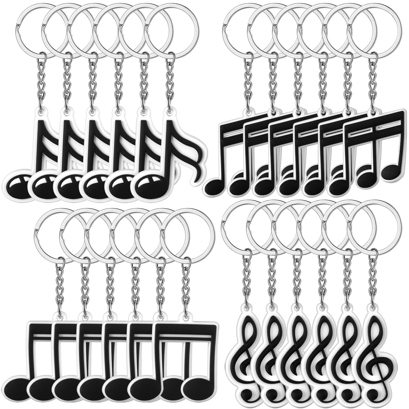Fumete 24 Pcs Music Party Favors Keychain Gift for Music Lover Kid Musical Note Themed Keychain Bulk Christmas Karaoke Supplies 