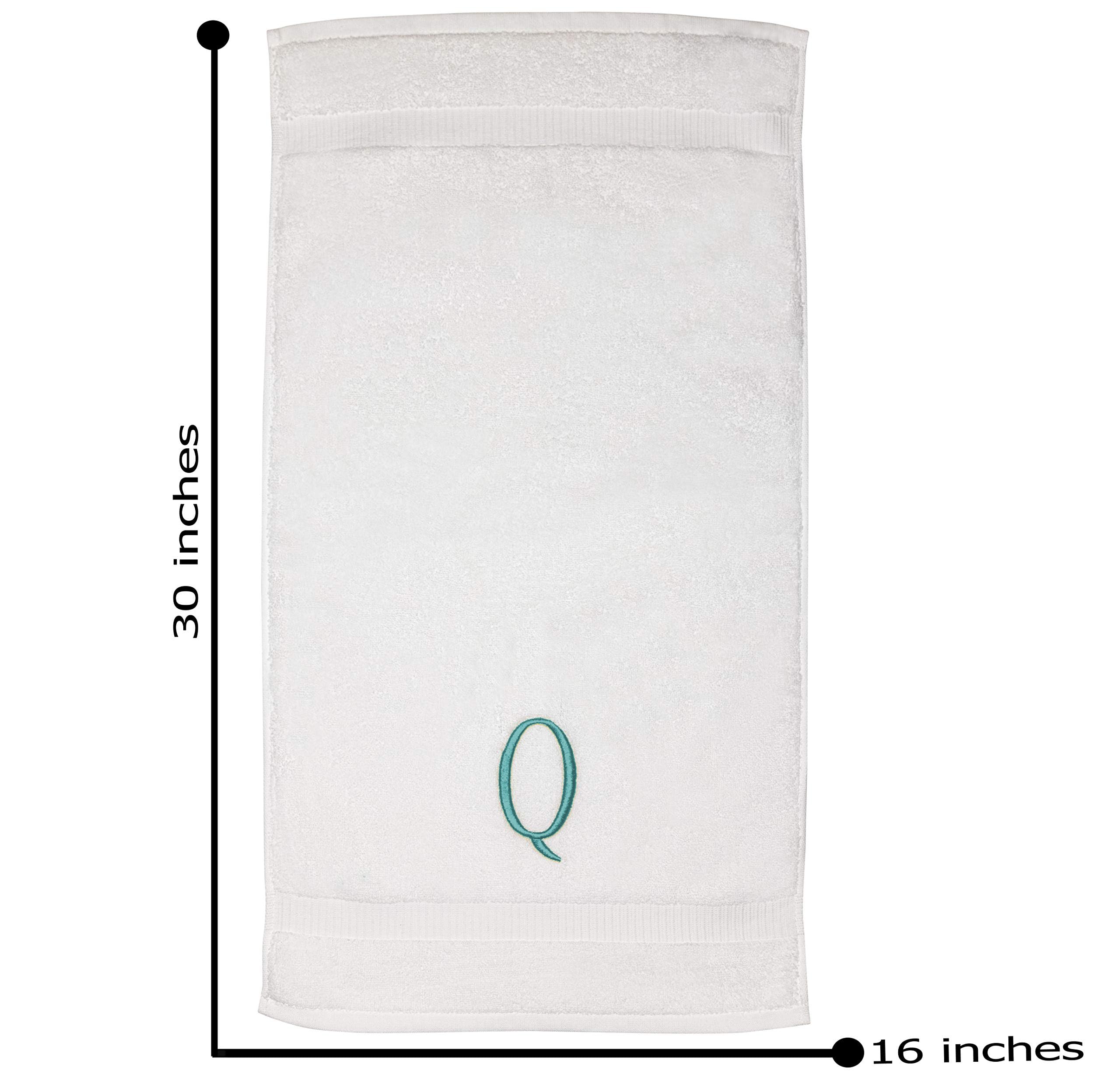 Teal Powder Room Hand Towel - Monogram Initial Hotel Quality Decorative Embroidered Luxury Towel For Spa - Gots Organic Certifie
