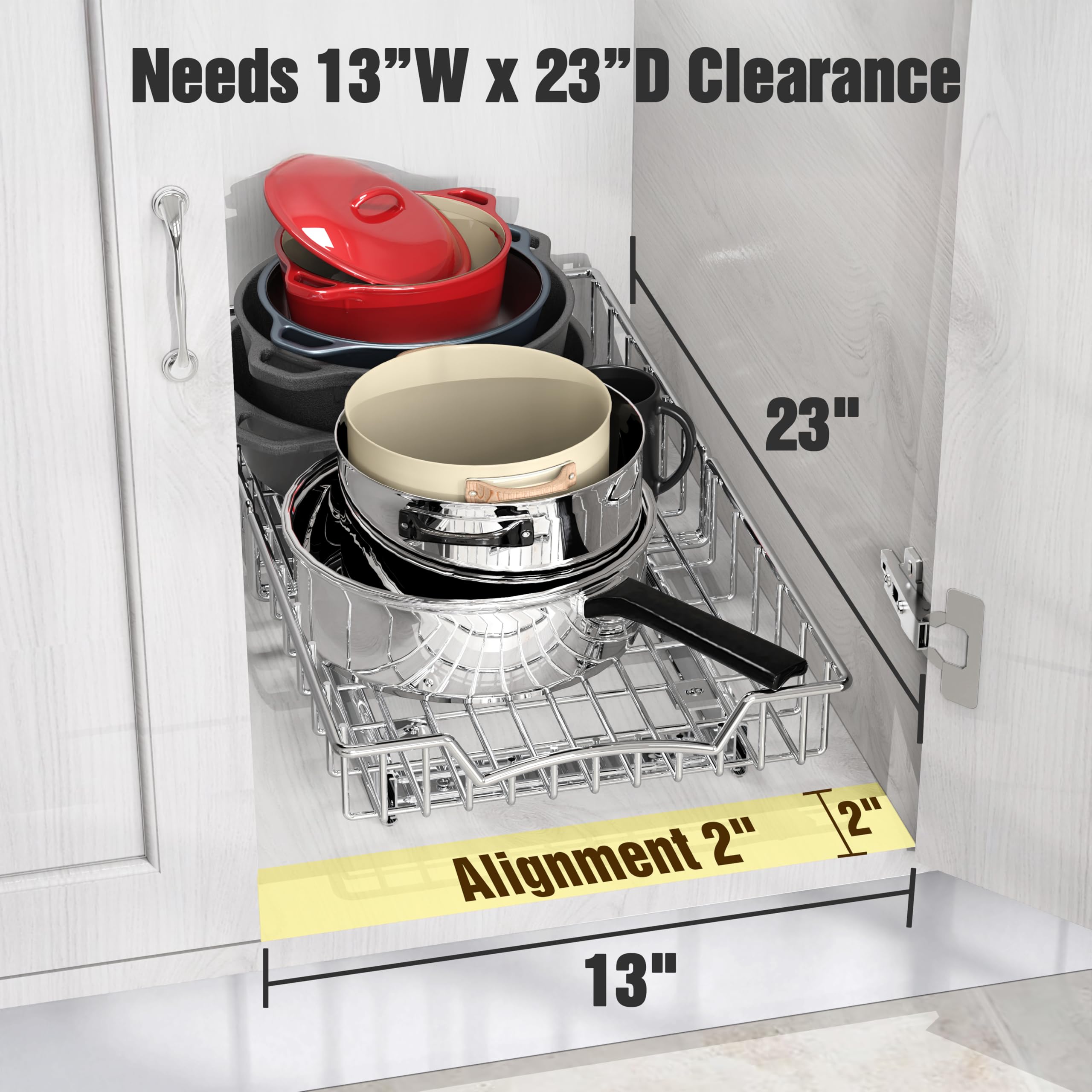 Simple Houseware Under Cabinet Pull Out Sliding Shelf Drawer Organizer, 21 D X 11 W