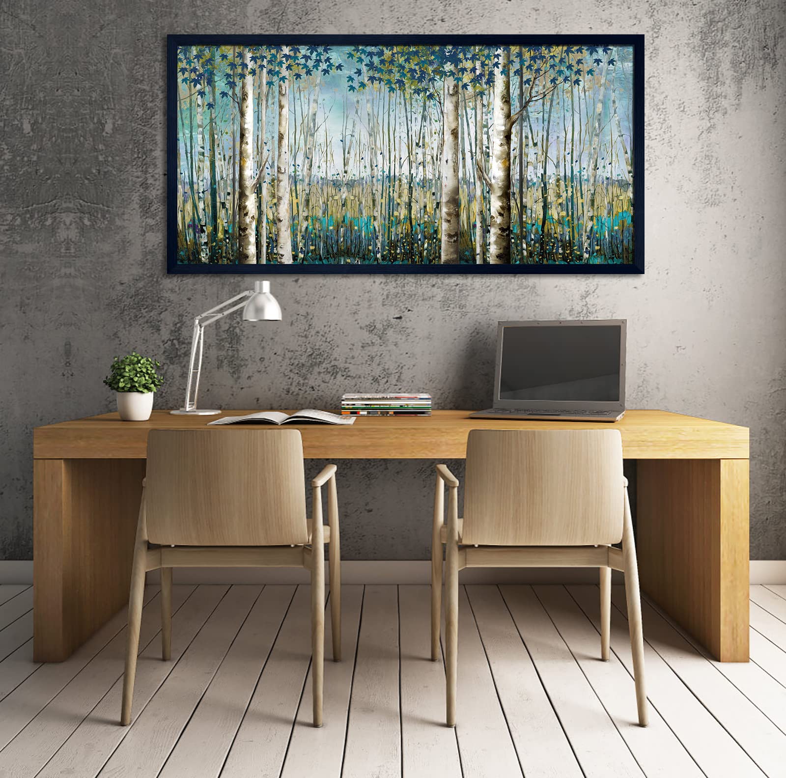 Green View White Birch Forest Canvas Painting Wall Art Decor Nature Plant Picture Wildlife Trees Landscape Artwork Home Living R