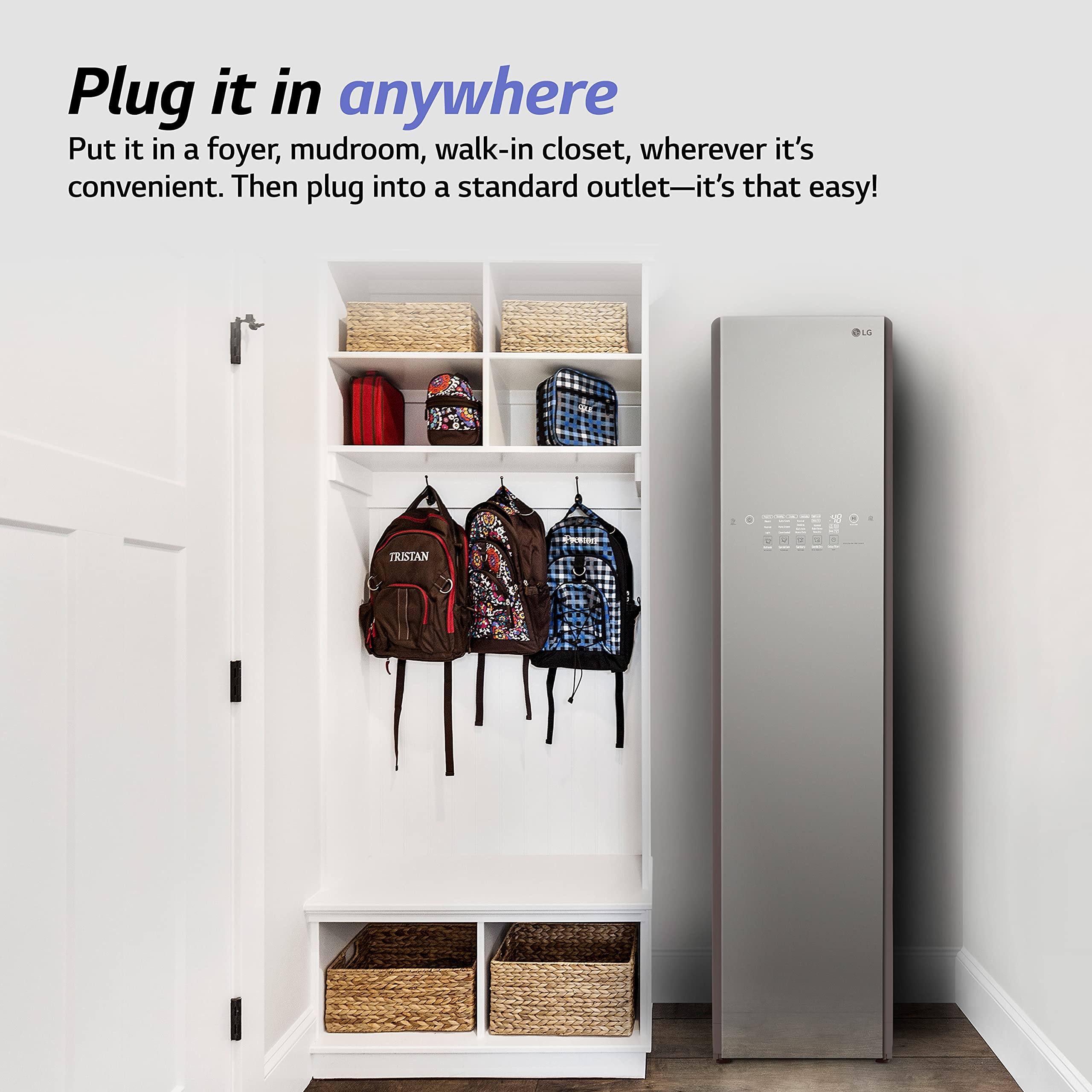 LG Styler Steam Closet - Wi-Fi Enabled Clothes Steamer, Large, White, Model S3WFBN, Ideal for Garments and Household Care