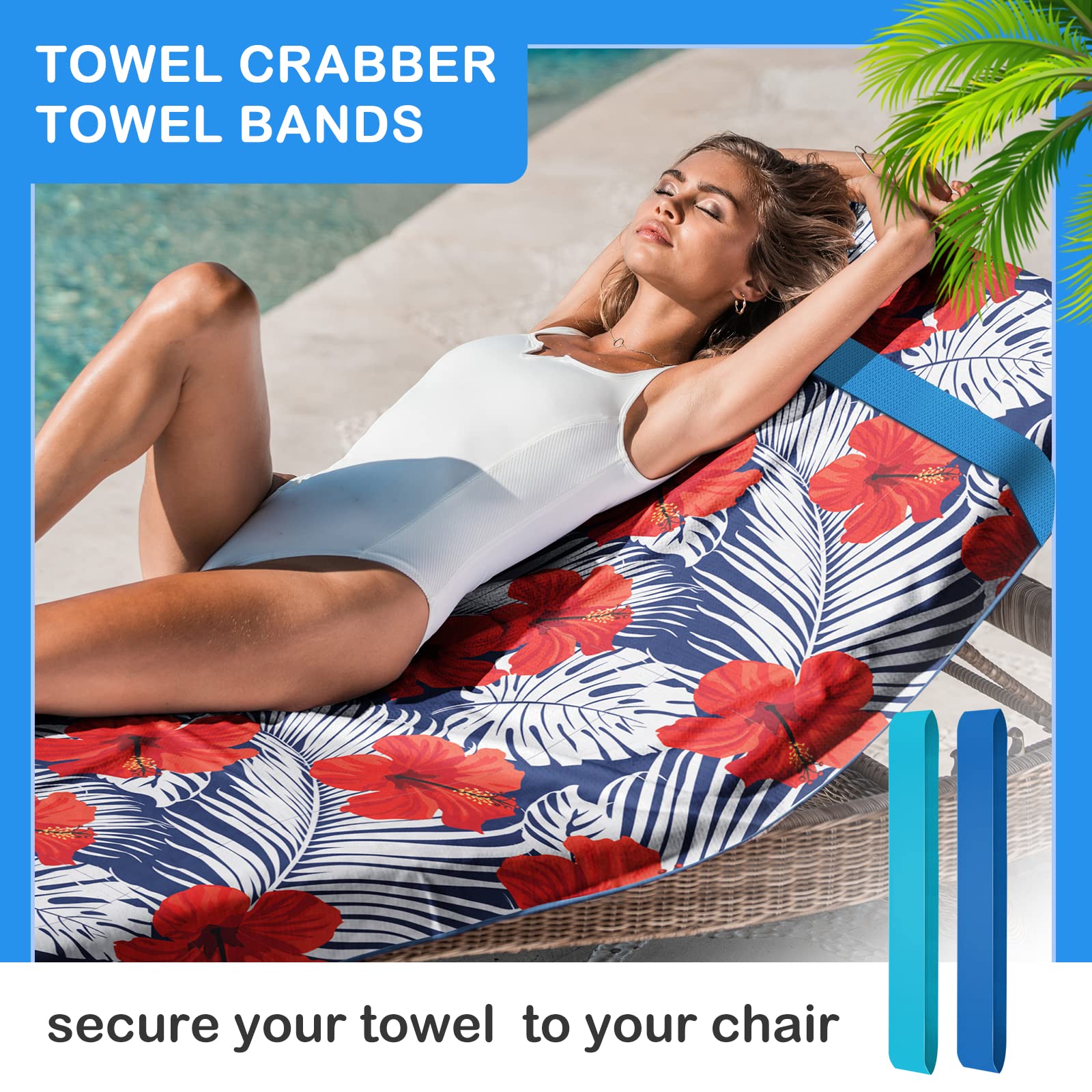 4 Pack Towel Bands For Beach, Pool & Cruise Chairs, The Better Towel Chair Clips Towel Holder Beach Towel Clips