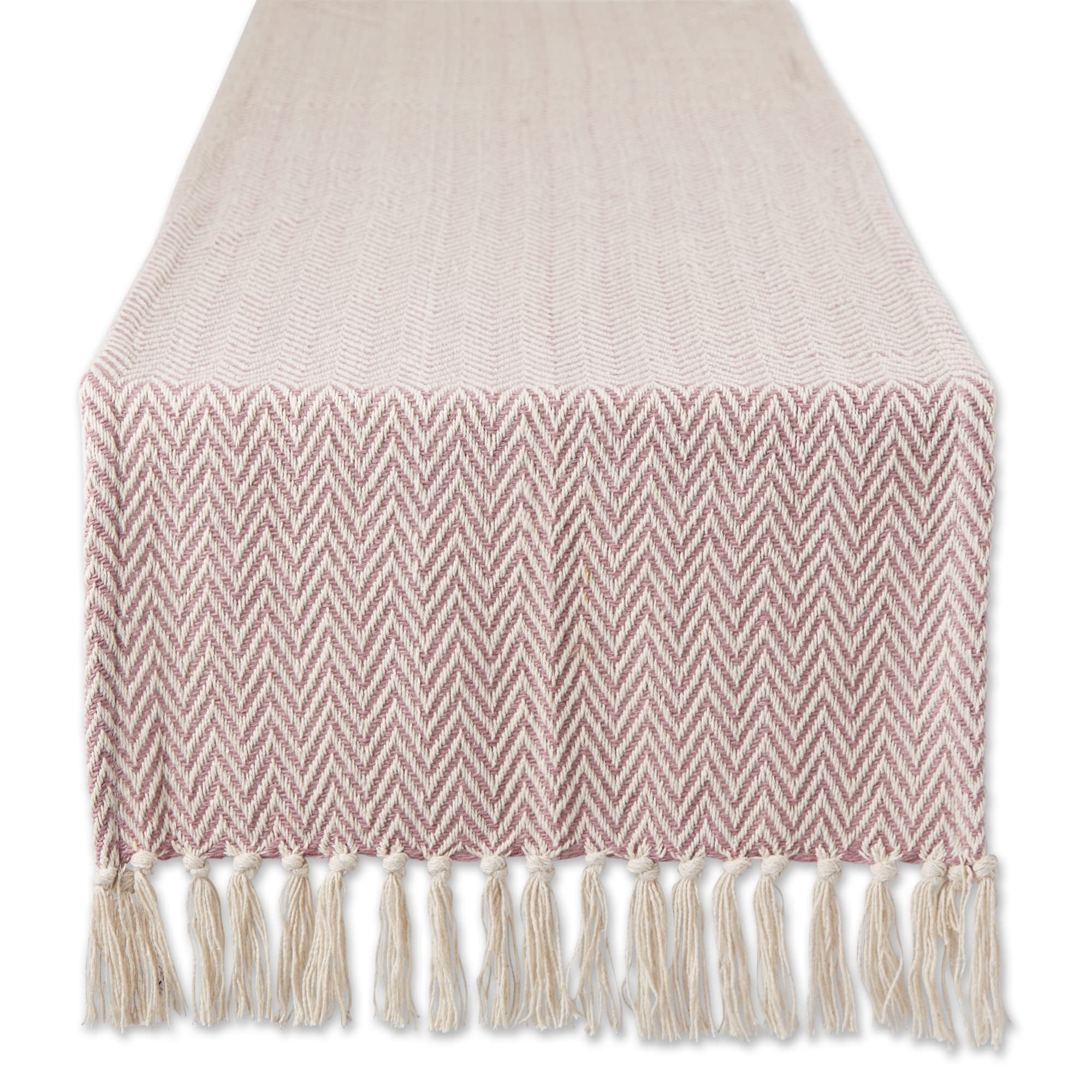 Dii Woven Basic Tabletop Collection Chevron Table Runner, 15X72, Pale Mauve