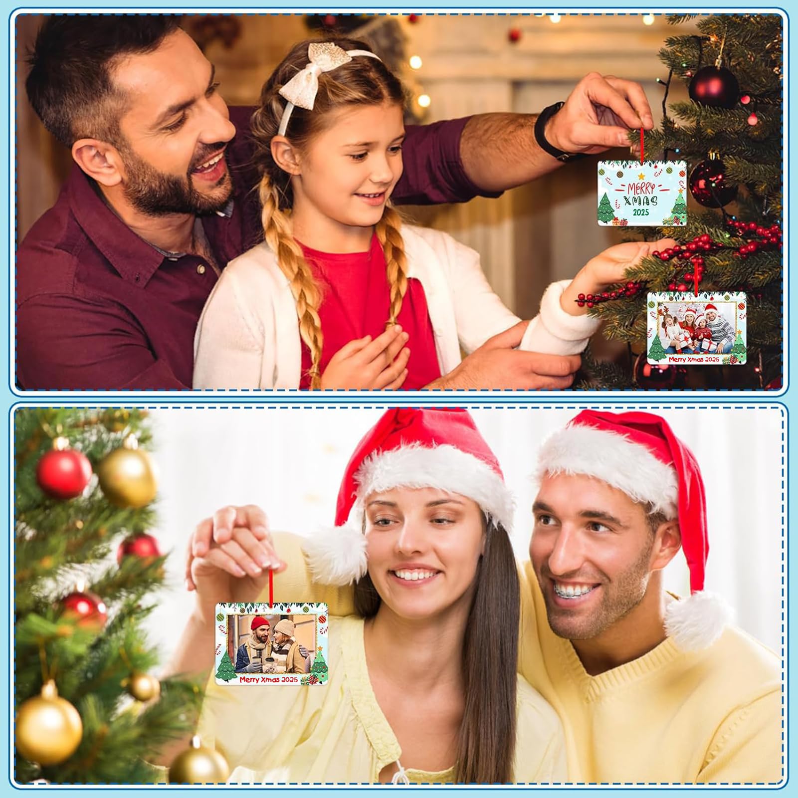 FaCraft 2025 Christmas Ornament Picture Frame - Personalized Photo Frame Ornaments for Christmas Tree Decorations Custom Ornamen