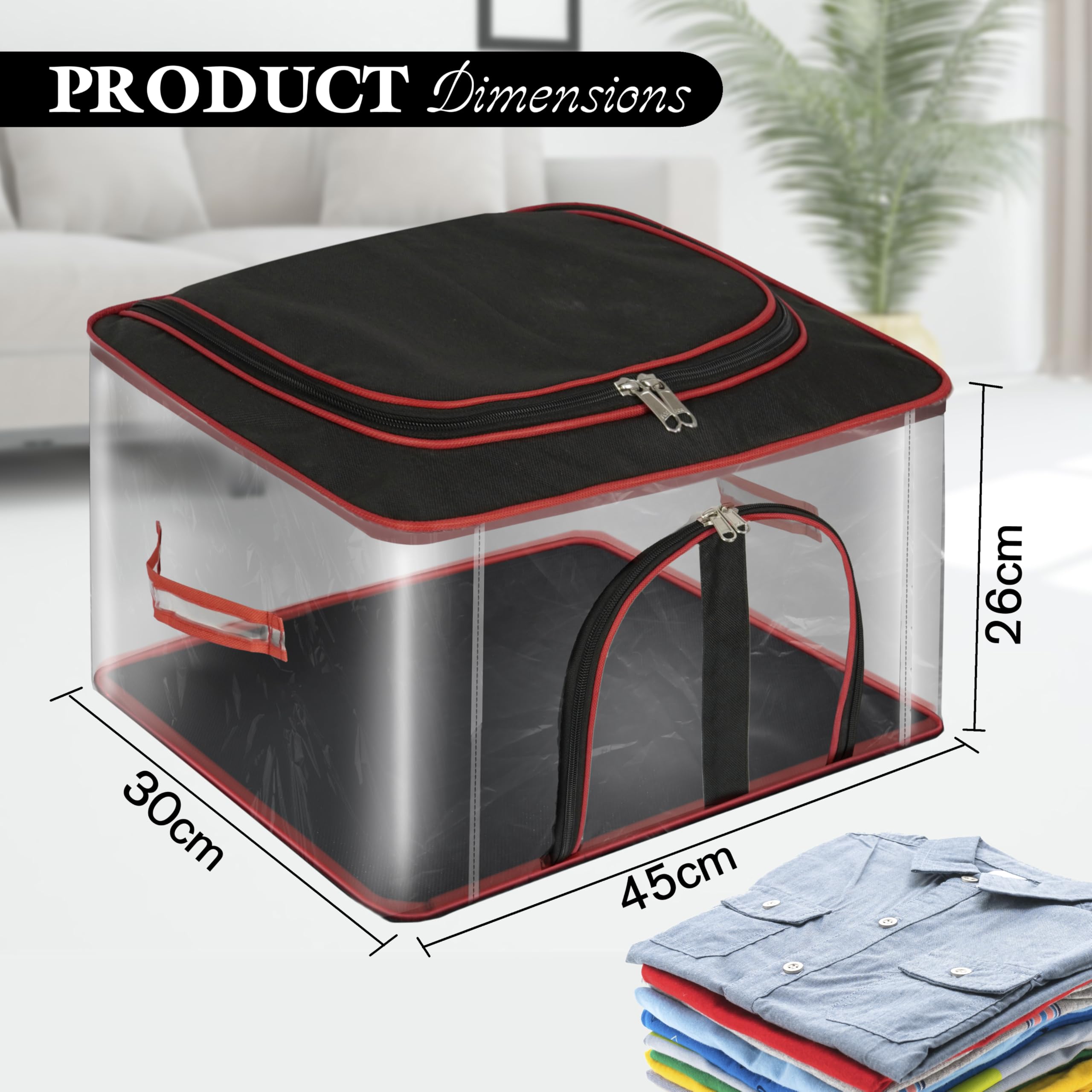 Storite 5 Pack Nylon 33 L Pvc Transparent Clothes Storage Bags/Saree Covers With Zip For Storage Specially Design For Woman Dres