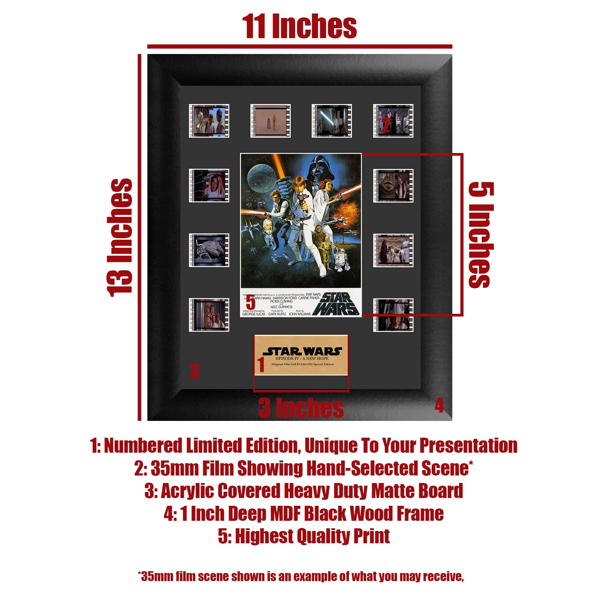 FILMCELLS Star Wars Mini Montage Framed Presentation - 11" x 13", Special Edition Collectible, Model TRSUSFC2364