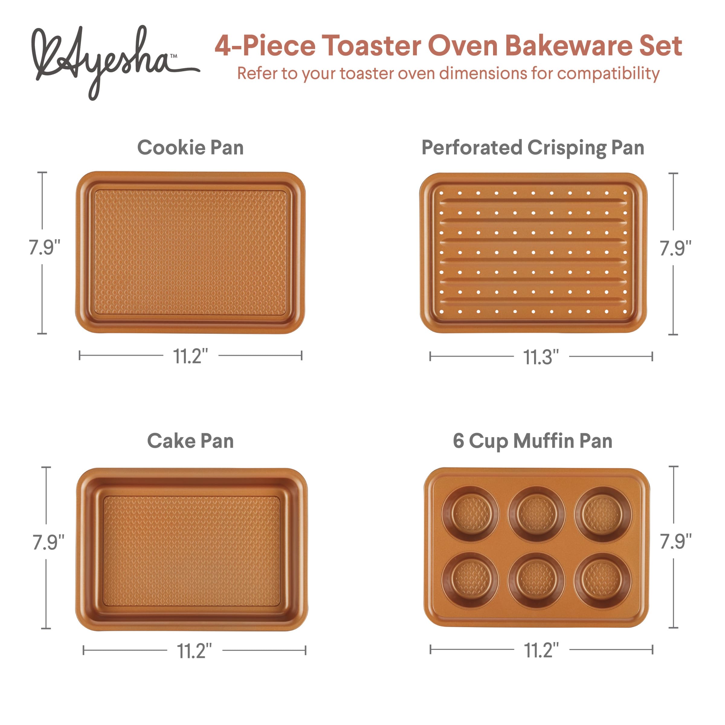 Ayesha Curry Nonstick Bakeware Toaster Oven Set With Nonstick Baking Pan, Cookie Sheet / Baking Sheet And Muffin Pan / Cupcake P