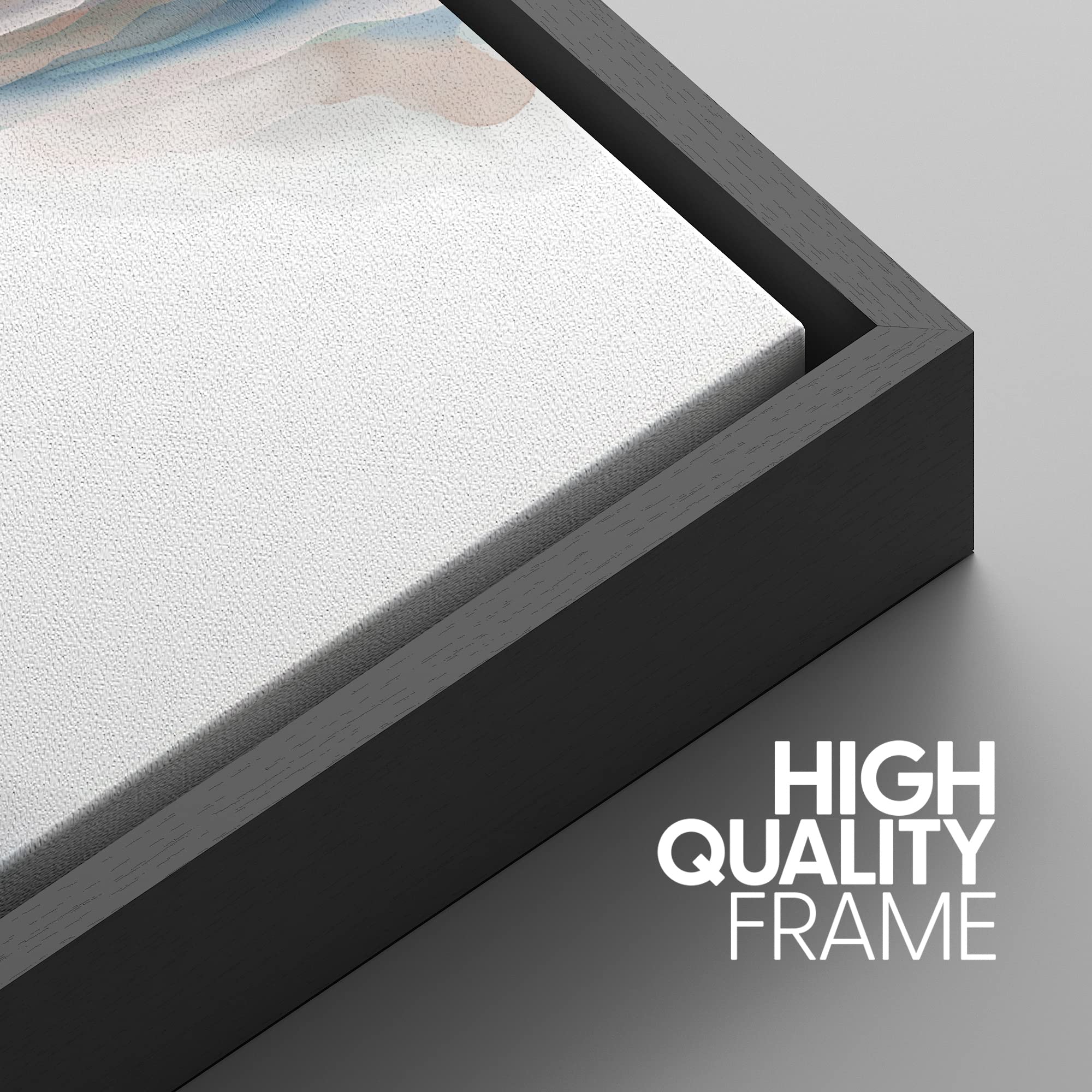 Signwin Framed Canvas Print Wall Art Set Blue Brown Pastel Watercolor Ink Wave Smoke Landscape Abstract Shapes Illustrations Mod