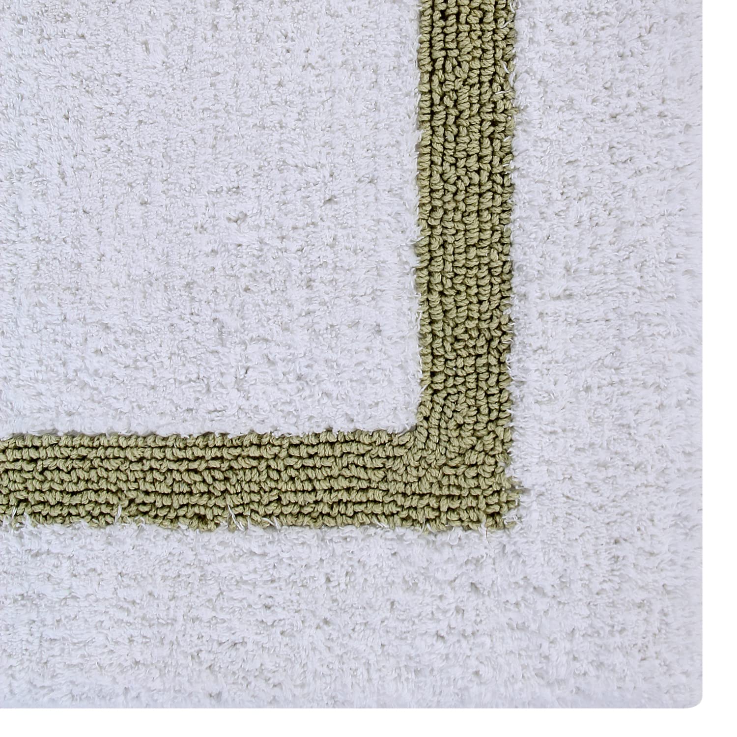 Better Trends 100% Cotton Hotel Collection Bath Mats  White & Sage Bath Mat - Tufted  Reversible & Absorbent & Machine Washable Bath Mats Runner for Tub  Shower  and Bath Room  20'' x 60''
