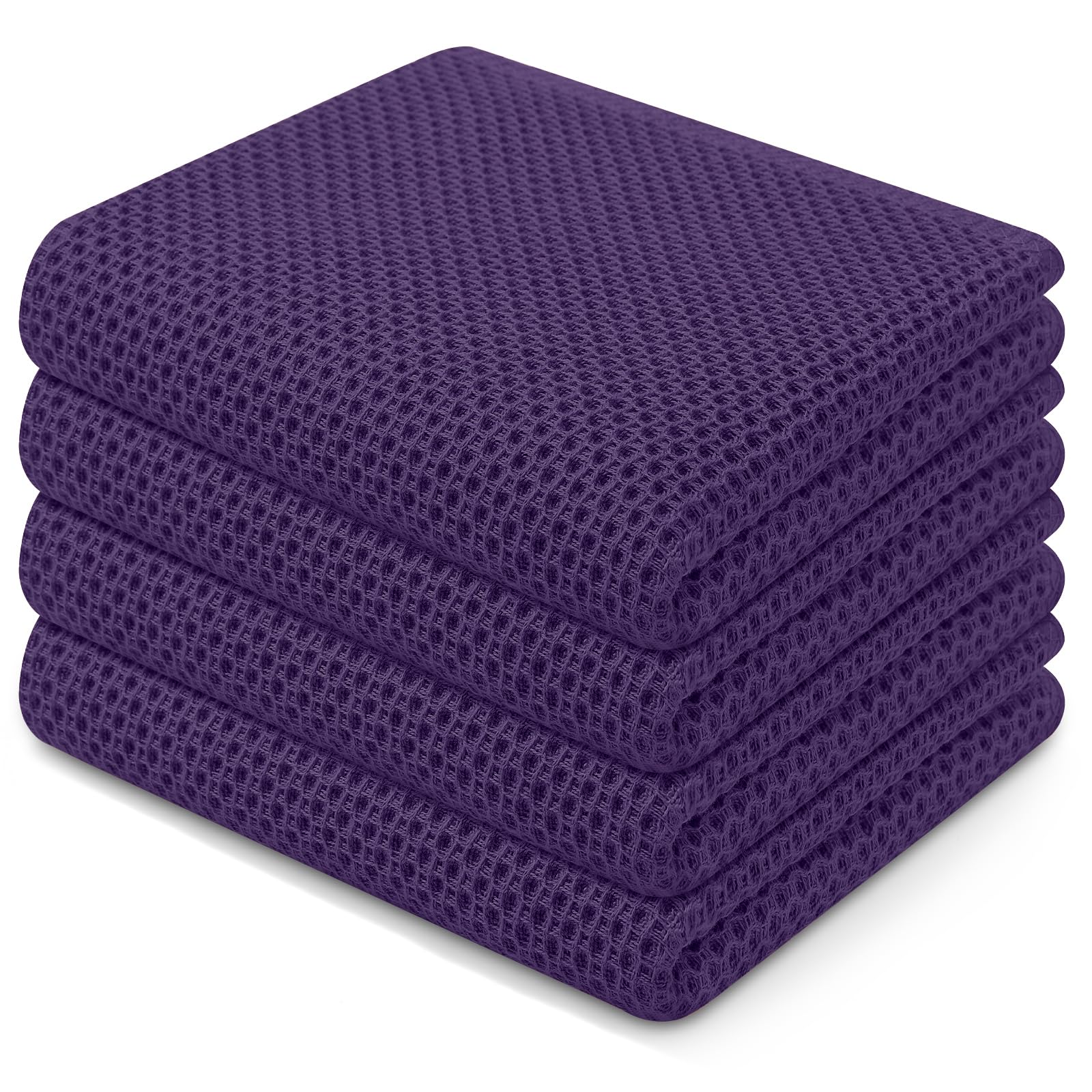 Homaxy 100% Cotton Waffle Weave Kitchen Dish Towels, Ultra Soft Absorbent Quick Drying Cleaning Towel, 13 x 28 Inches, 4-Pack, E