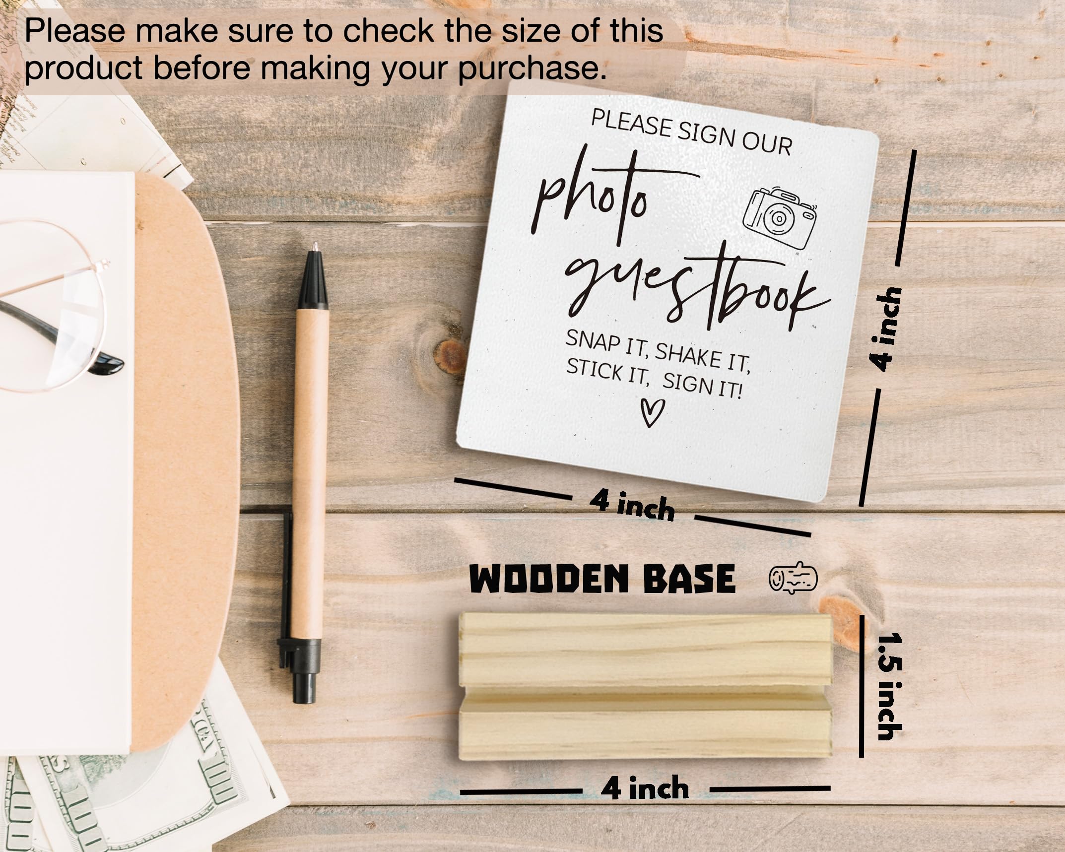 ANIANG Photo Guest Book Sign, Wedding Guest Book Desk Decor, Guest Book Wedding Reception Wood Plaque, Please Sign Our Guestbook