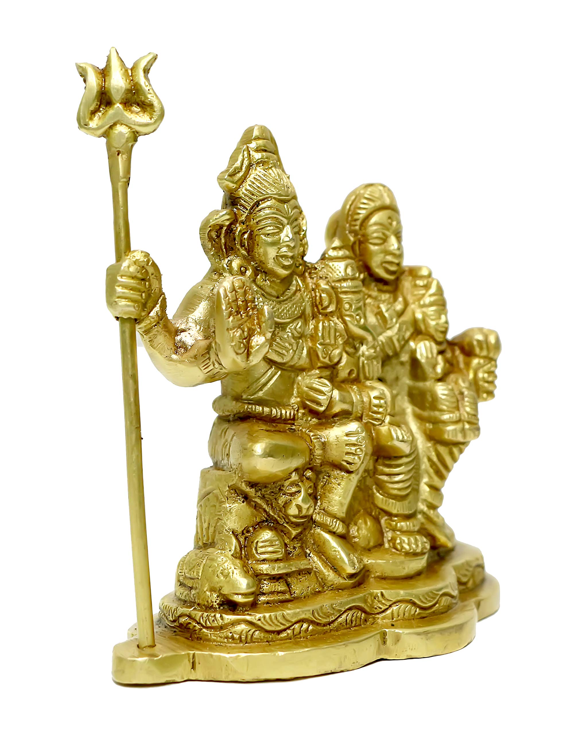 Racpree Brass Metal Handcrafted Shiv Parivar Ganesha Parvati Kartik Idol | Murti Idol Statue Sculpture For Home Dcor Mandir Temp
