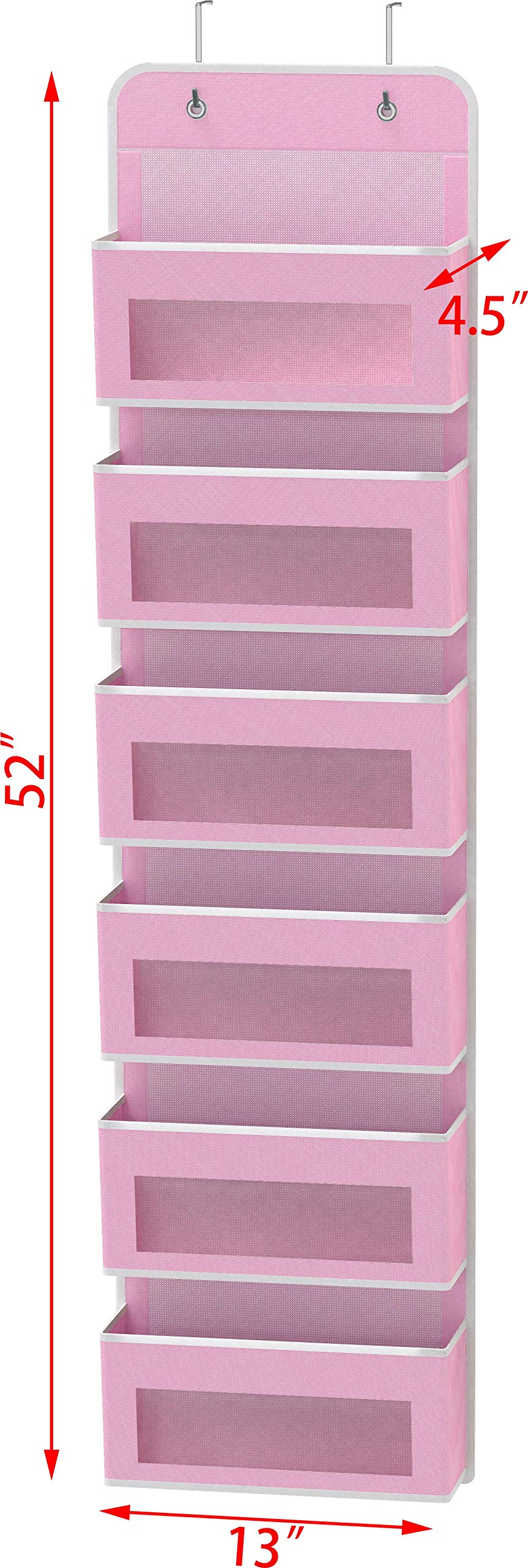 Simple Houseware Over Door/Wall Mount 6 Clear Window Pocket Organizer, Pink