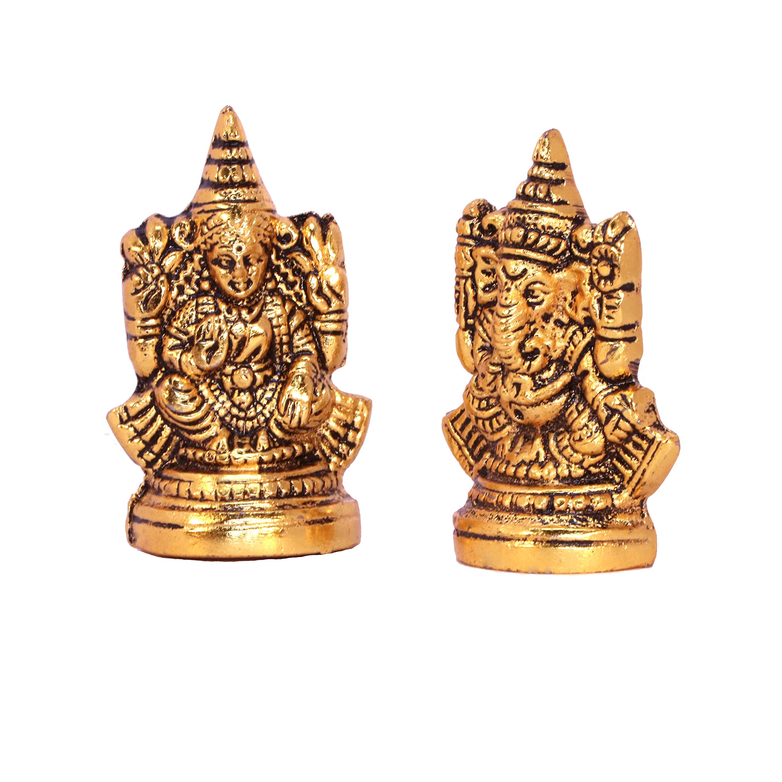 Kridaykraft Metal Laxmi Ganesh Idol Decorative Murti Metal Laxmi Ganesha Statue For Pooja & Decor Your Home, Office, Decorative