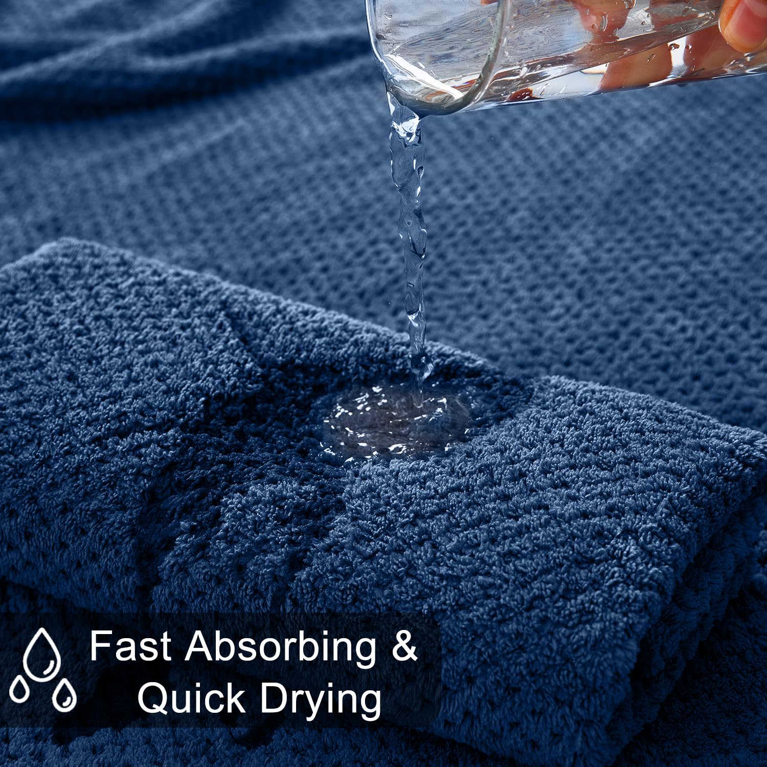 8-Piece Navy Bath Towels Set,2 Oversized Large Bath Towels Sheet,2 Hand Towels And 4 Washcloths - 600 Gsm Soft Luxury Towel Set,