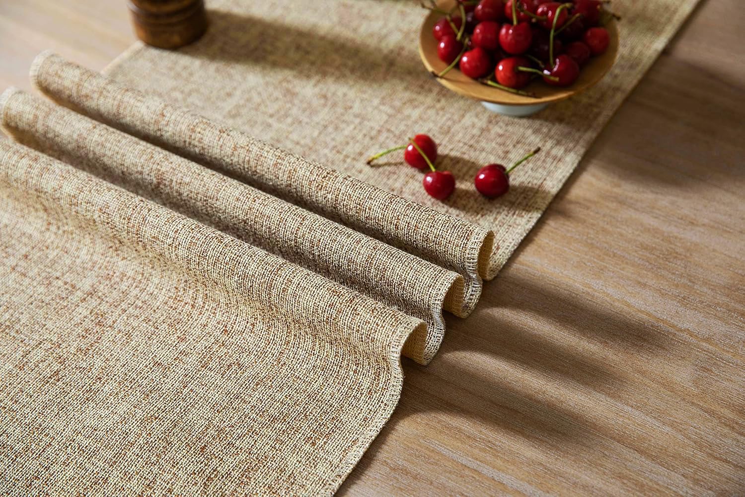 ZeeMart Beige Table Runners 108 Inches Long  Burlap Linen Style Rustic Farmhouse Table Runner  Long Boho Dining Table Runner  13x108 Inches  Oatmeal Beige