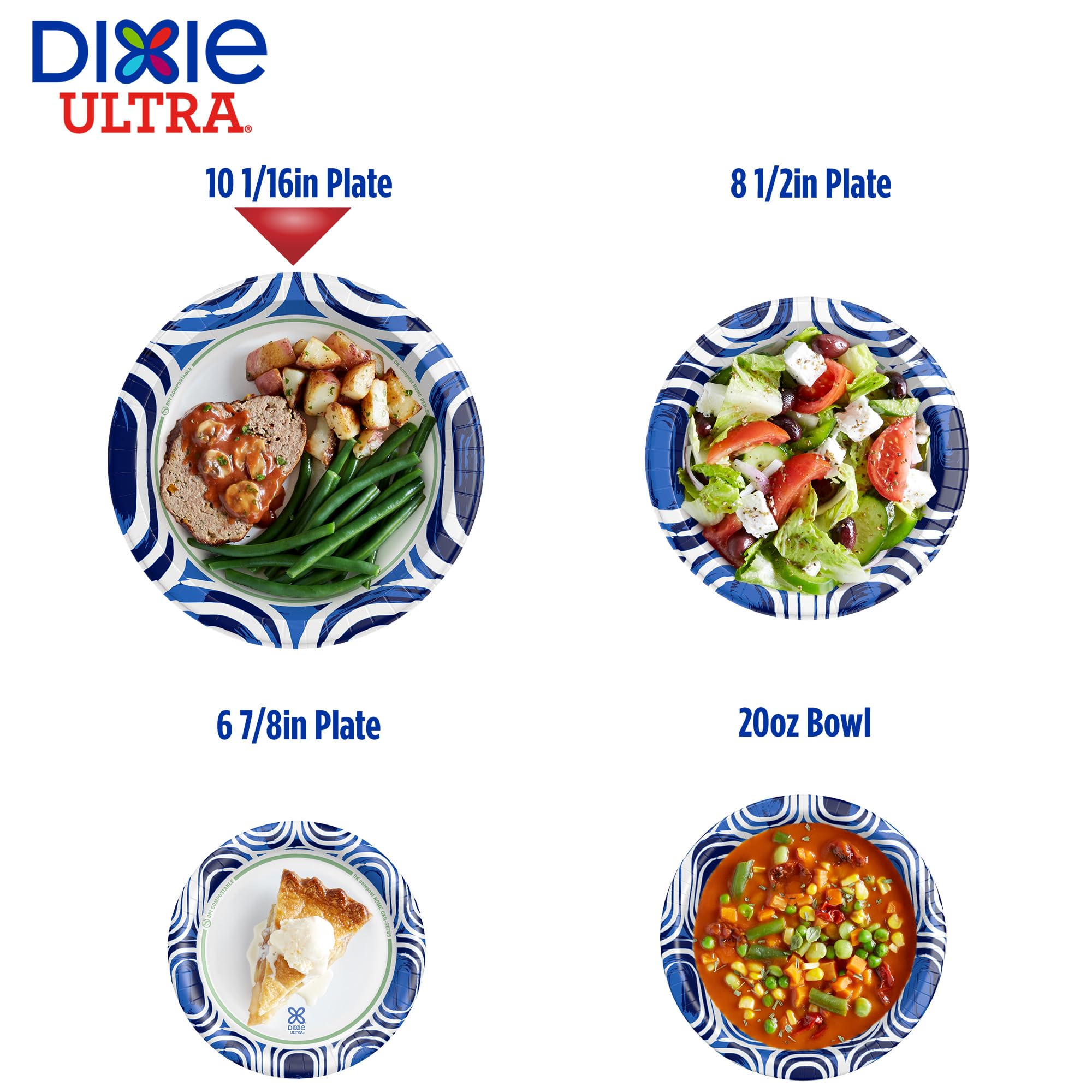Dixie Ultra, Large Paper Plates, 10 Inch, 44 Count, 3X Stronger*, Heavy Duty, Microwave-Safe, Soak-Proof, Cut Resistant, Disposa