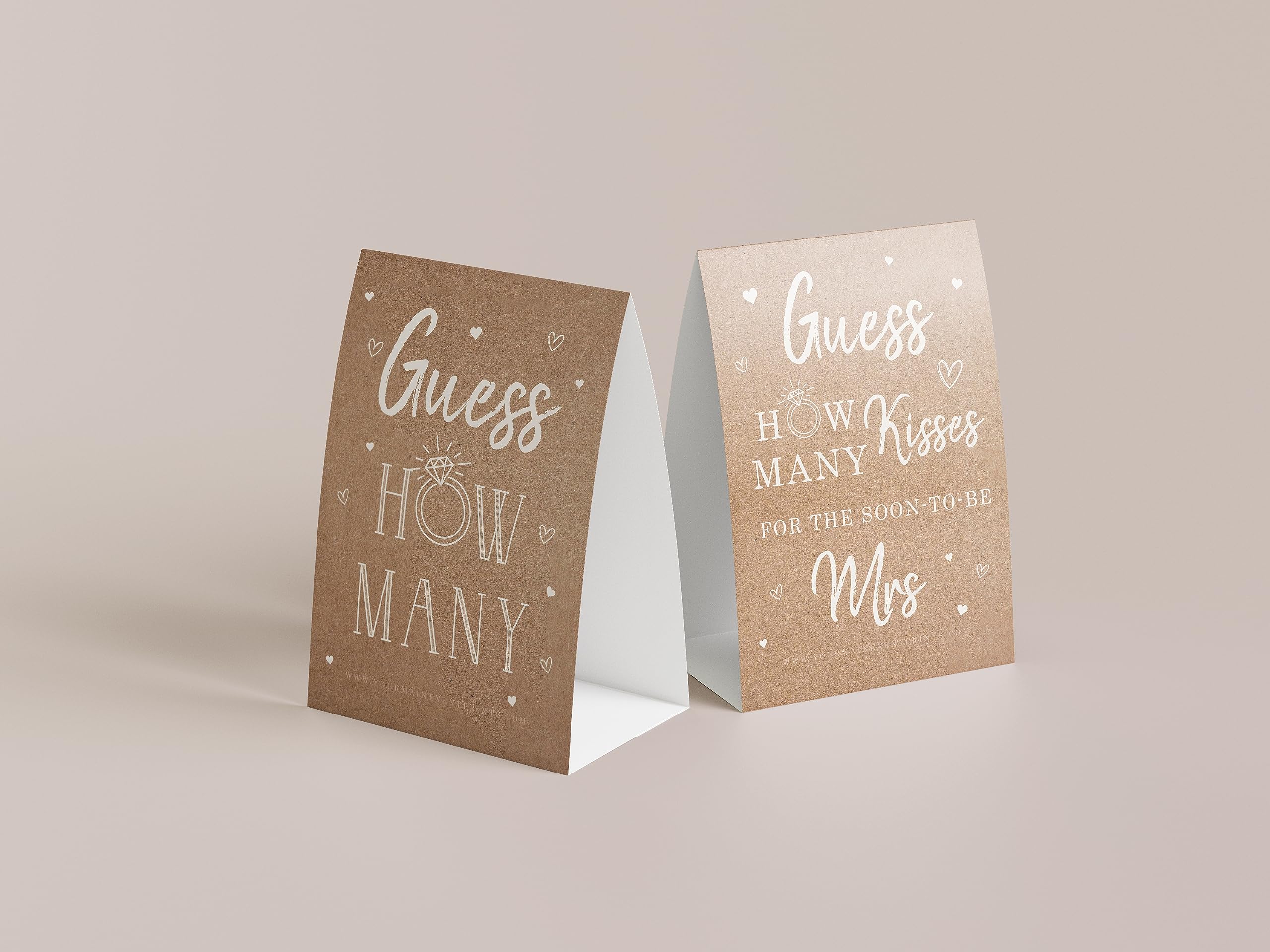 Your Main Event Prints Bridal Shower Games - Kraft Minimalist Style (How Many Kisses Game), Includes 1 5X7 Stand And 50 Guessing