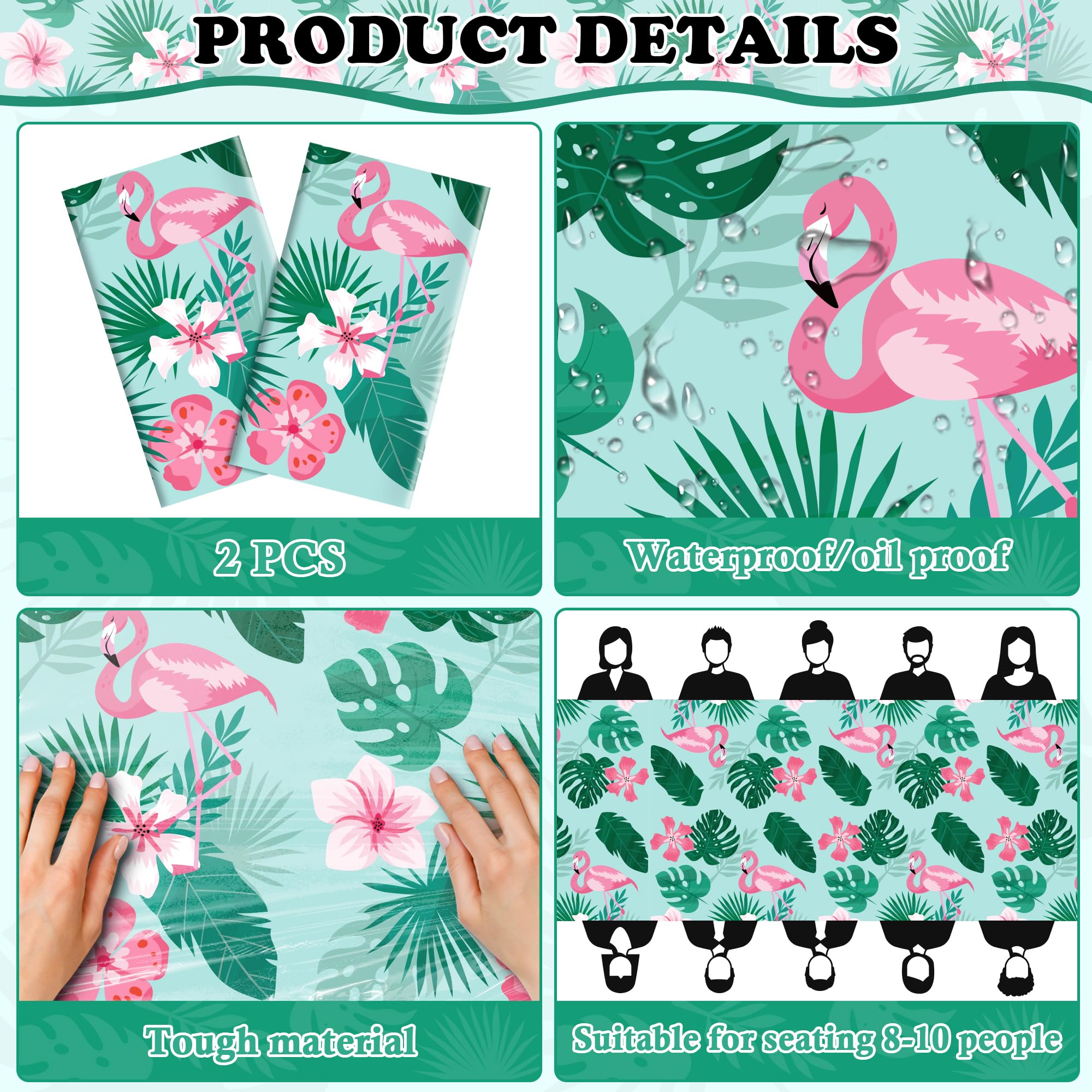 Ohome Luau Party Decorations - Hawaiian Party Decorations Tablecloth - Plastic Tablecloth For Tropical Party Decorations | Hawai