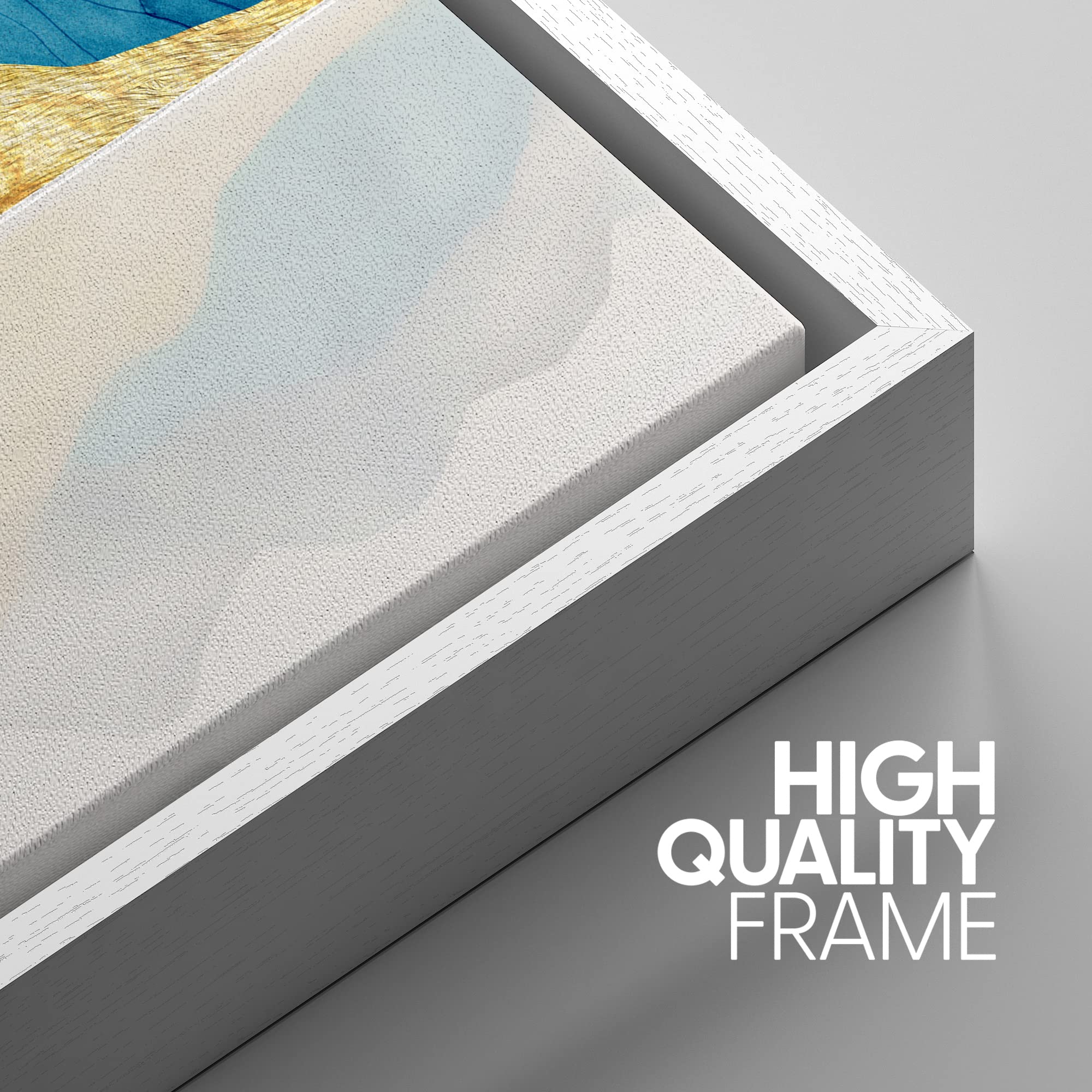 Signwin Framed Canvas Print Wall Art Set Vibrant Gold Teal Mountain Range Nature Wilderness Illustrations Modern Art Decorative