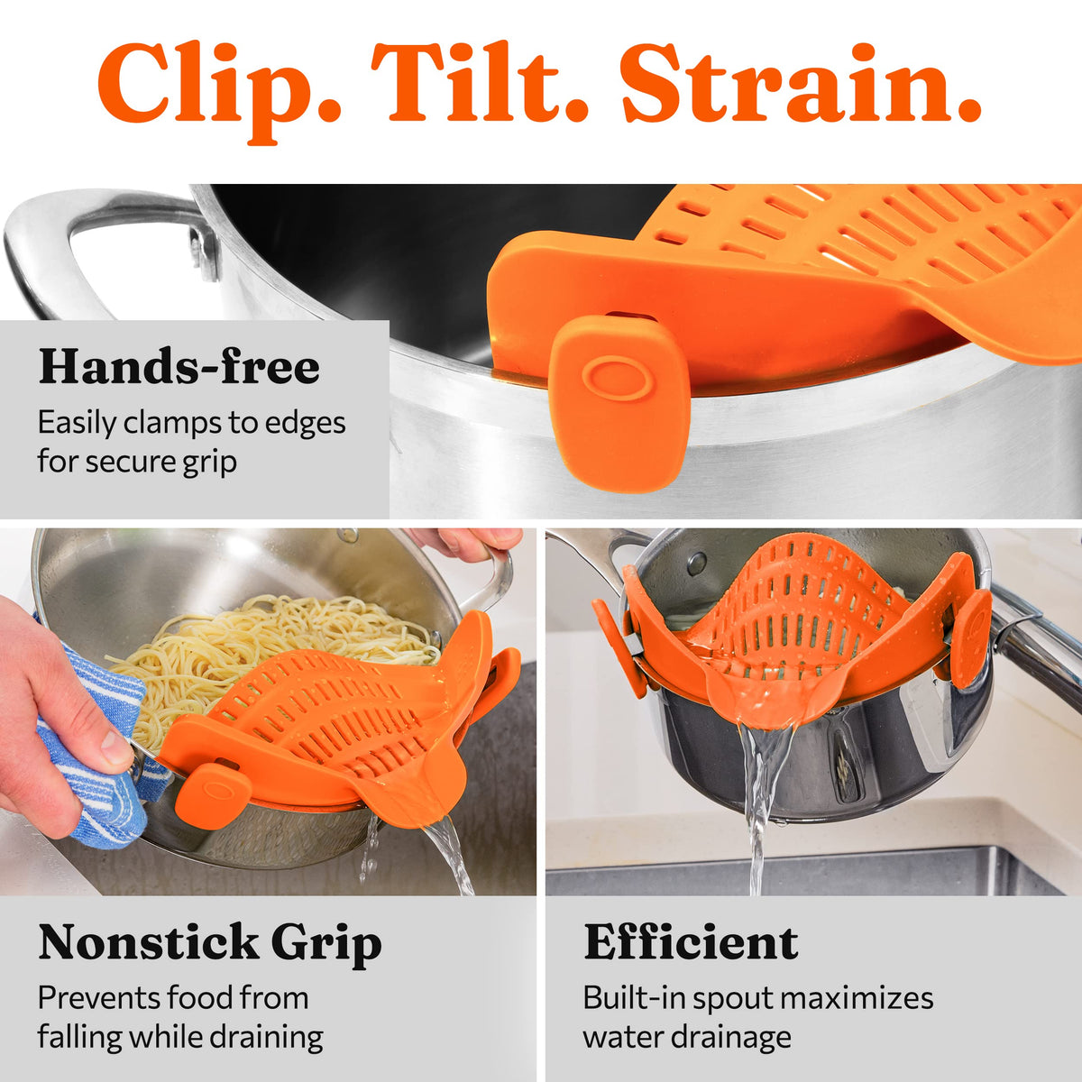 Kitchen Straining Tools Examples Kitchen Gizmo Snap N Strain Pot Strainer And Pasta Strainer - Adjustab ...