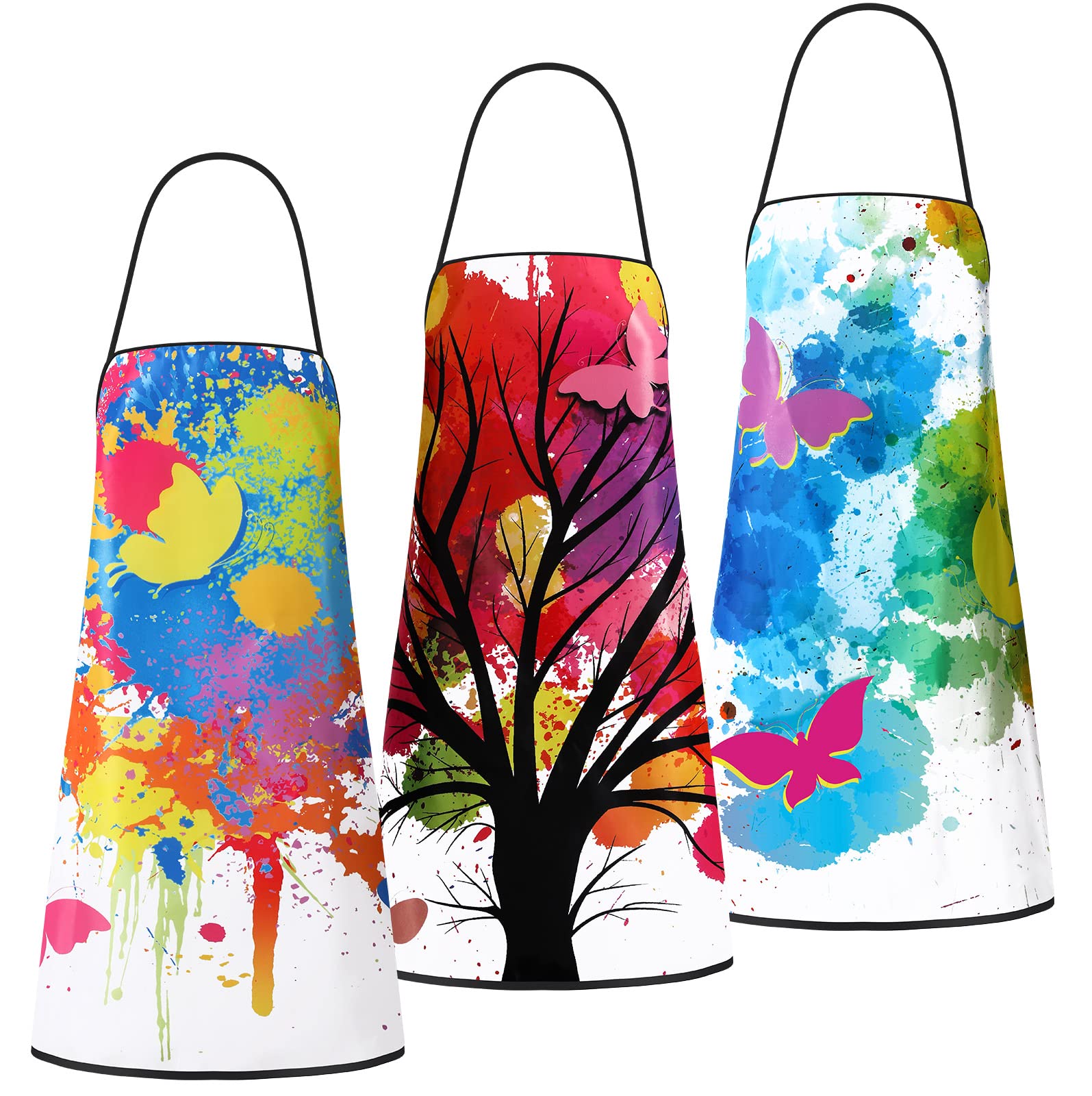 Eurzom 3 Pcs Painting Apron for Adults Artist Art Aprons Splatter Smock Colorful Waterproof Painting Smock Adjustable Apron for 