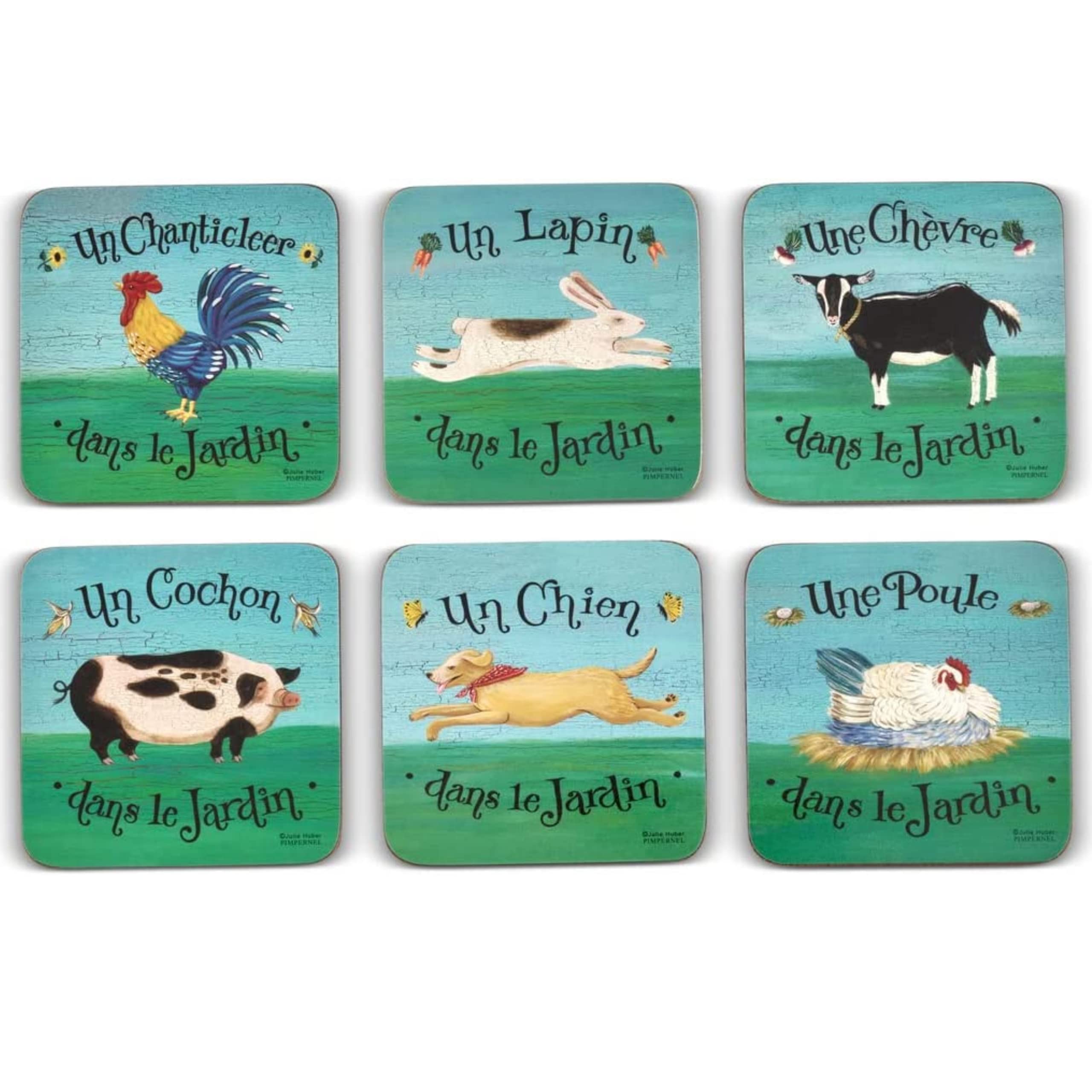 Pimpernel Dans Le Jardin Collection Coasters | Set Of 6 | Cork Backed Board | Heat And Stain Resistant | Drinks Coaster For Tabl