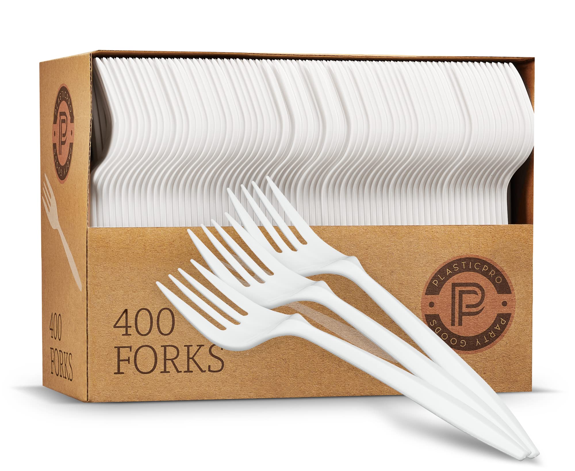 Plasticpro Cutlery 400 Mediumweight White Disposable Plastic Forks