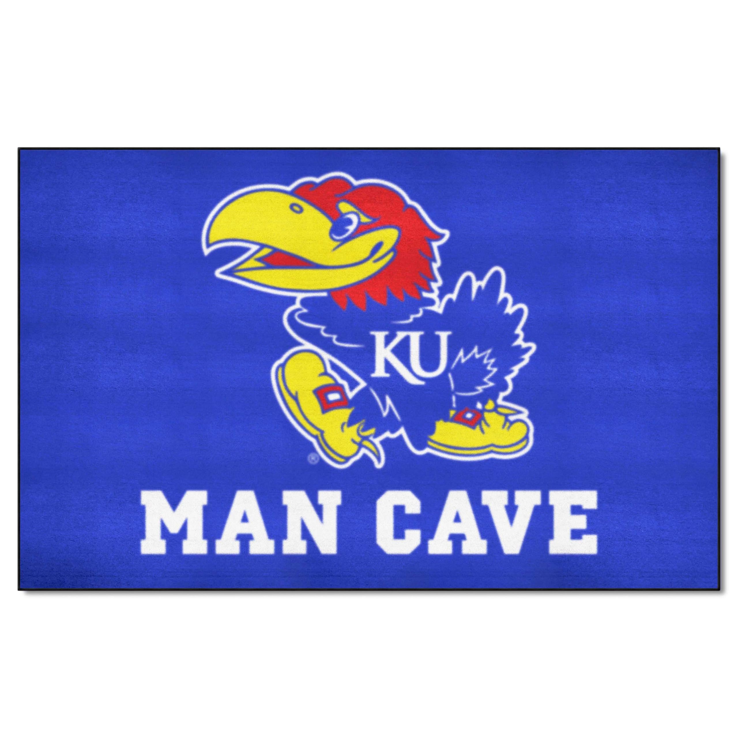 FANMATS 14651 Kansas Jayhawks Man Cave UltiMat Rug - 5ft. x 8ft. | Sports Fan Area Rug, Home Decor Rug and Tailgating Mat
