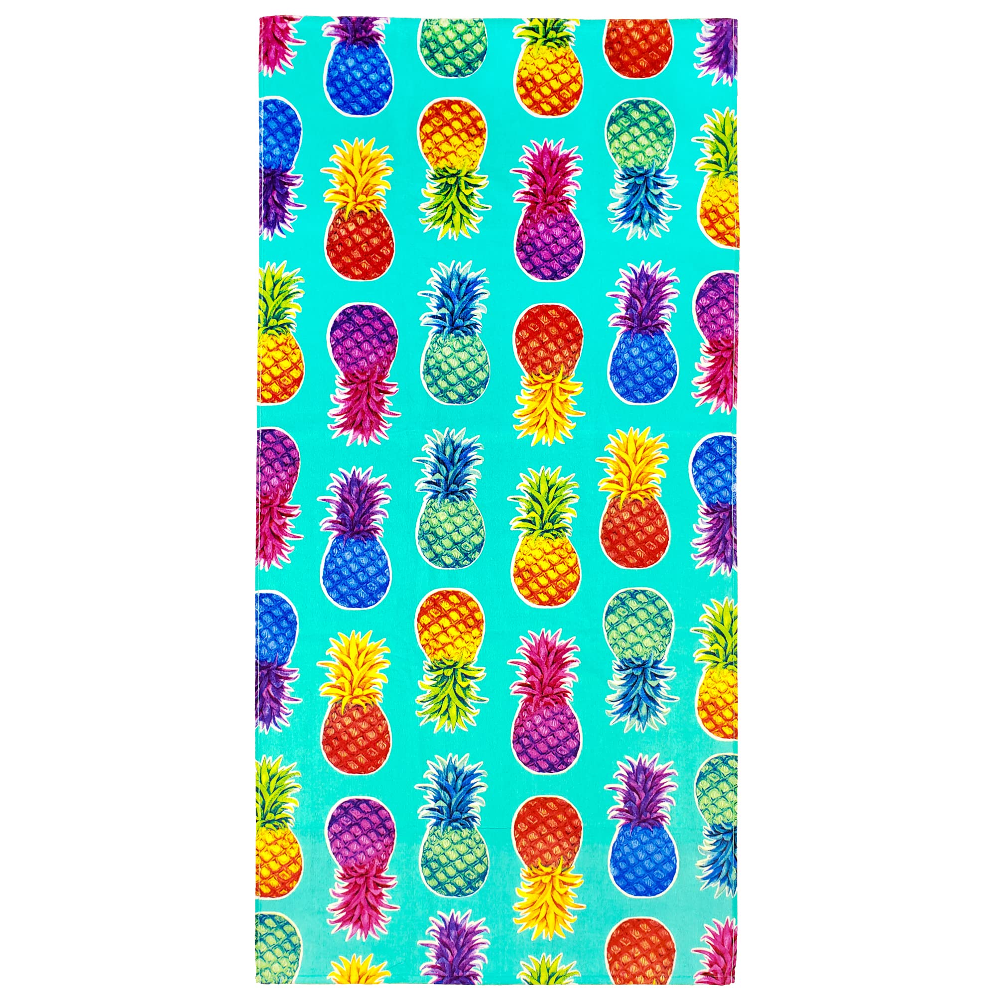 Softerry Colorful Pineapples Beach Towel 30 X 60 Inches 100% Cotton (1 Towel - 30'' X 60'', Aqua)