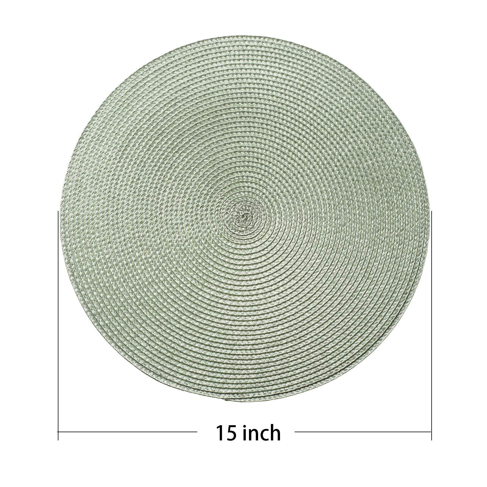 Ahhfsmei Round Braided Placemats Set Of 8 Round Table Mats For Dining Tables Natural Woven Heat Resistant Place Mats 15 Inch (Fo