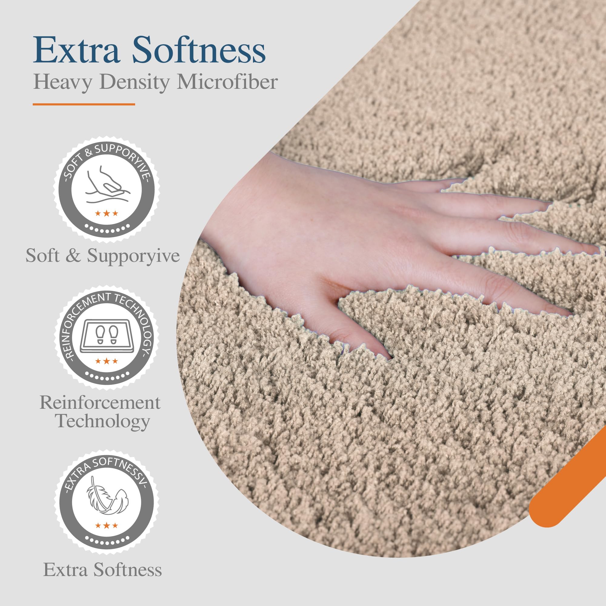 Walensee Bath Rug for Bathroom Non Slip Bathroom Mat (20 x 32  Beige) Water Absorbent Soft Microfiber Shaggy Bathroom Rug Machine Washable Bath Mat for Bathroom Thick Plush Shower Mat
