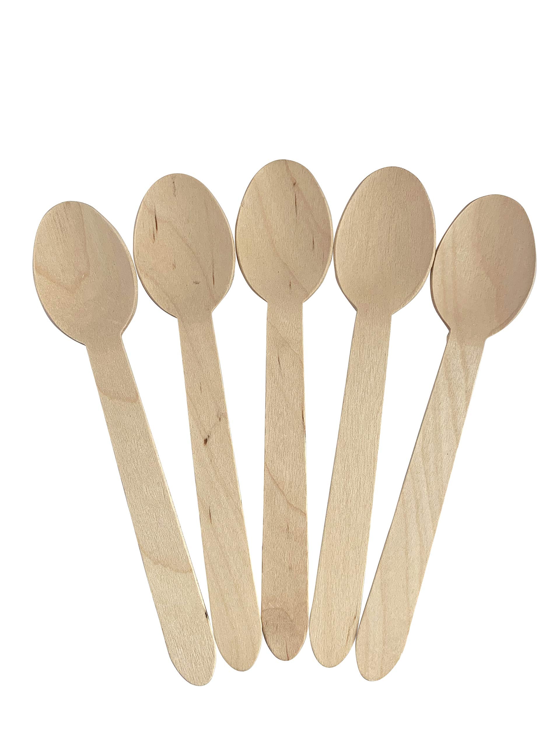 Kingseal Disposable Birch Wood Cutlery Spoons, Biodegradable And Earth Friendly, 6 Inch Length - 40 Packs Of 100 Pcs (4000 Pcs)