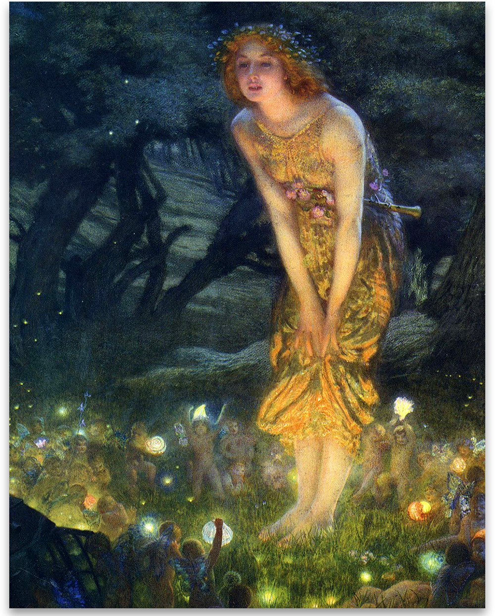 Fairy Painting Neoclassical Art Novue Print - Midsummer Eve By Edward Robert Hughes - 11X14 Unframed Poster - Perfect Vintage Ho