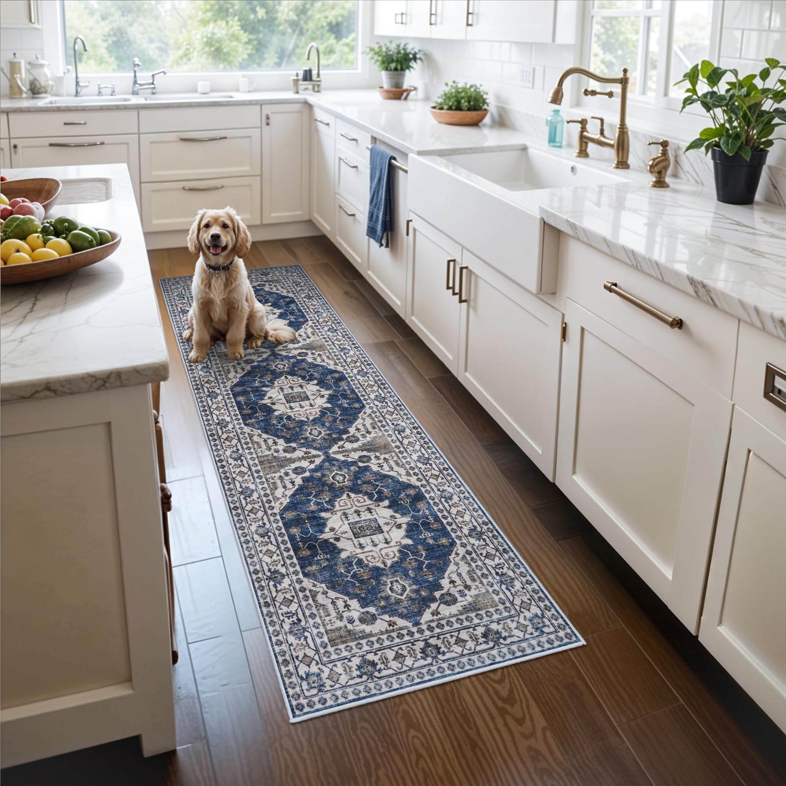2x6 Washable Hallway Runner Rug: Indoor Farmhouse Kitchen Rugs Oriental Thin Non-Slip Entryway Carpet Ultra Soft Water Resisitan
