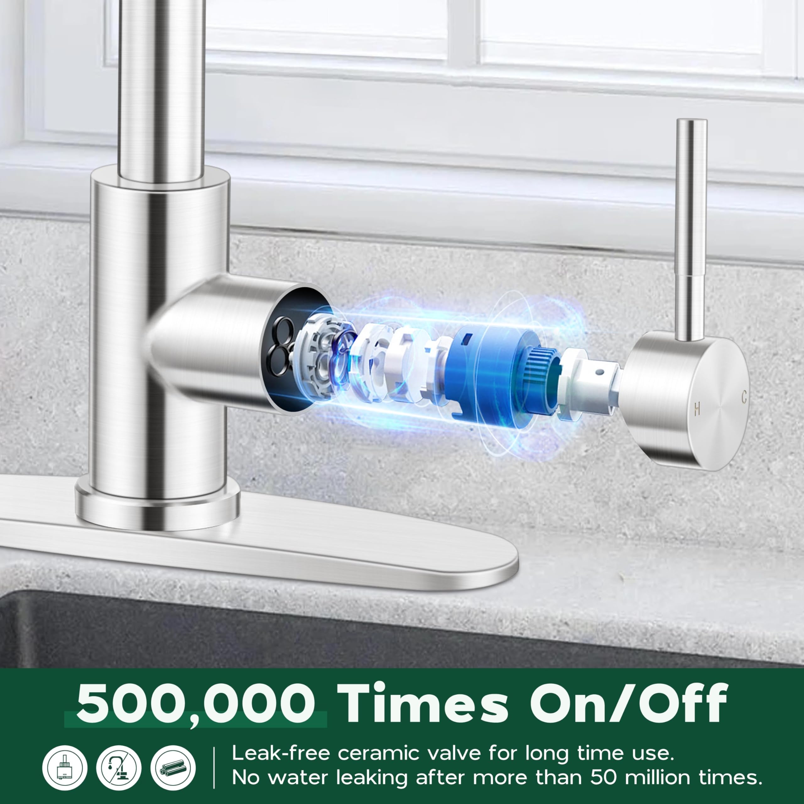 Onader Kitchen Faucet With Pull Down Sprayer Brushed Nickel Faucet With Soap Dispenser Stainless Steel Farmhouse Rv Kitchen Sink