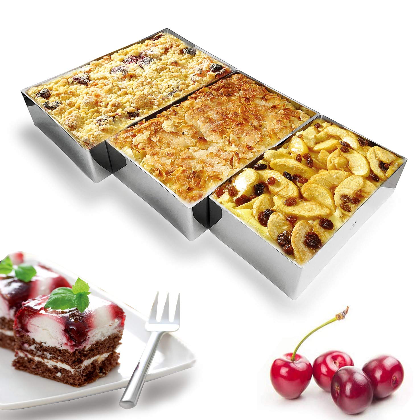 NewlineNY Stainless Steel Cake Mousse Ring Molding (Rectangular Cake Pastry Rings)