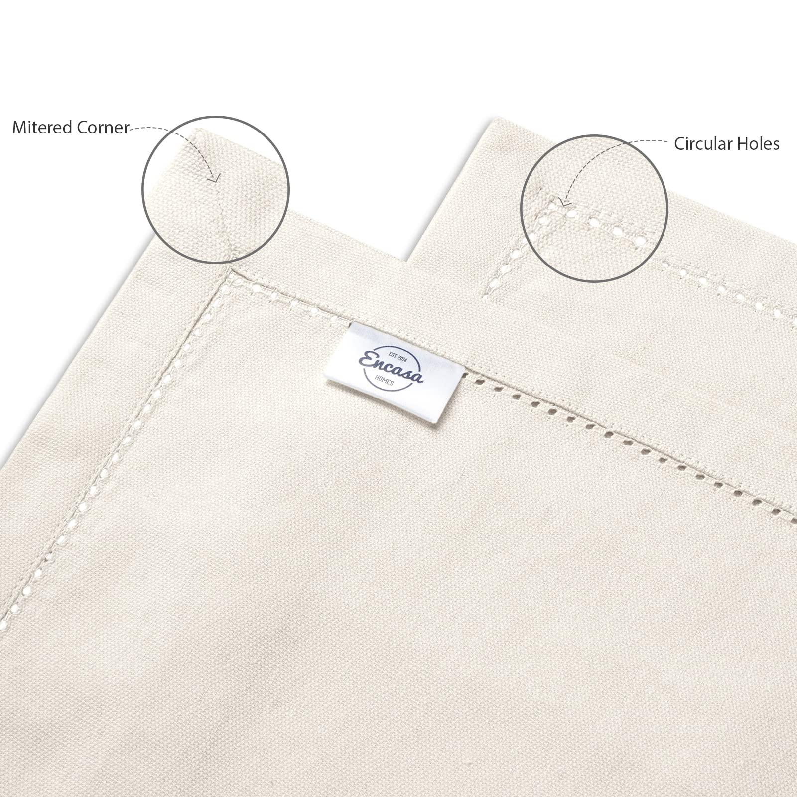 Encasa Homes 100% Pure Cotton Hemstitched Dining Table Placemats Of Size 19 X 13 Inch (Rectangular) - Natural - Set Of 4 | Perfe